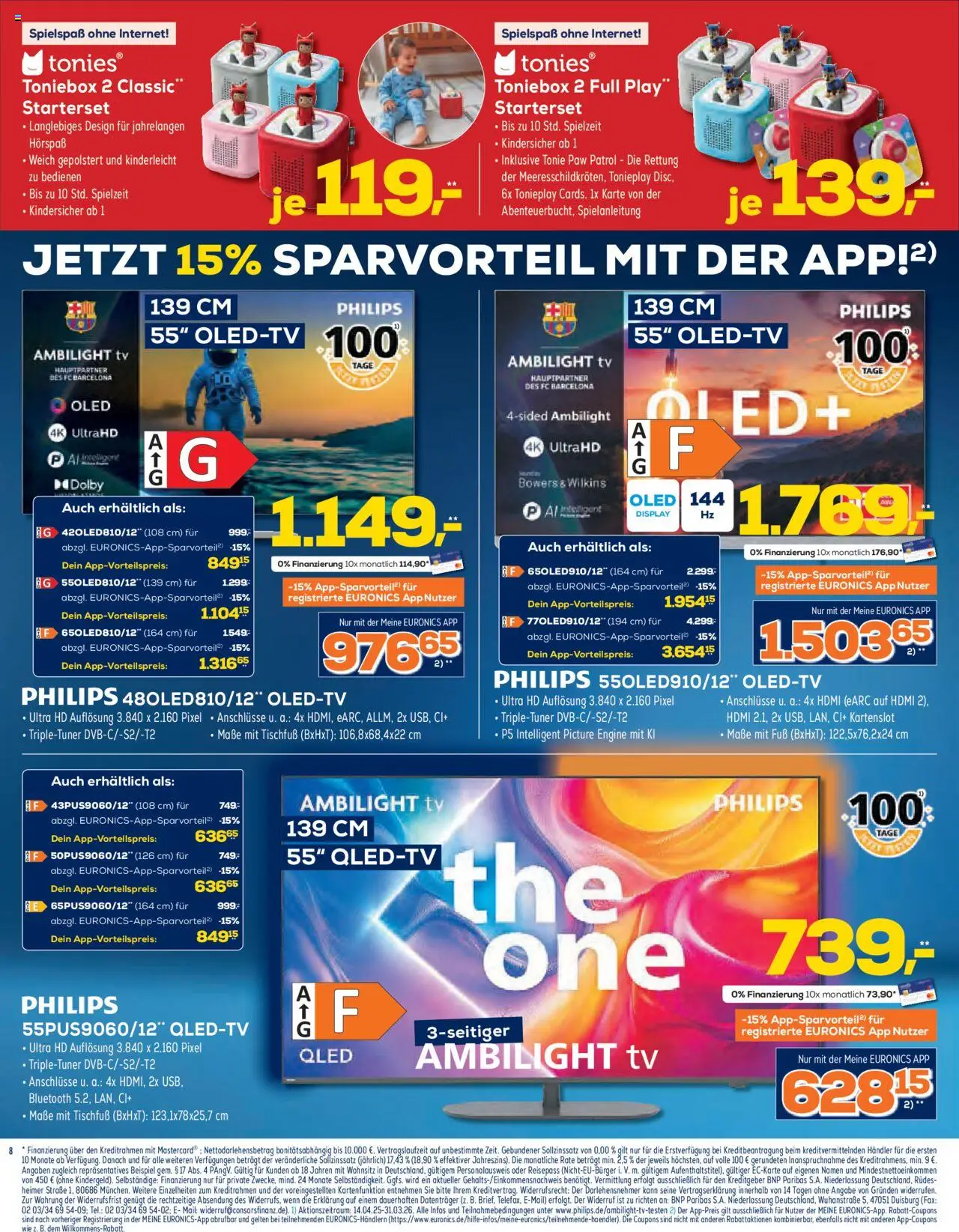 Euronics  Unsere aktuelle Beilage – gültig ab 24.09.2025 | Seite: 8 | Produkte: Philips, TV