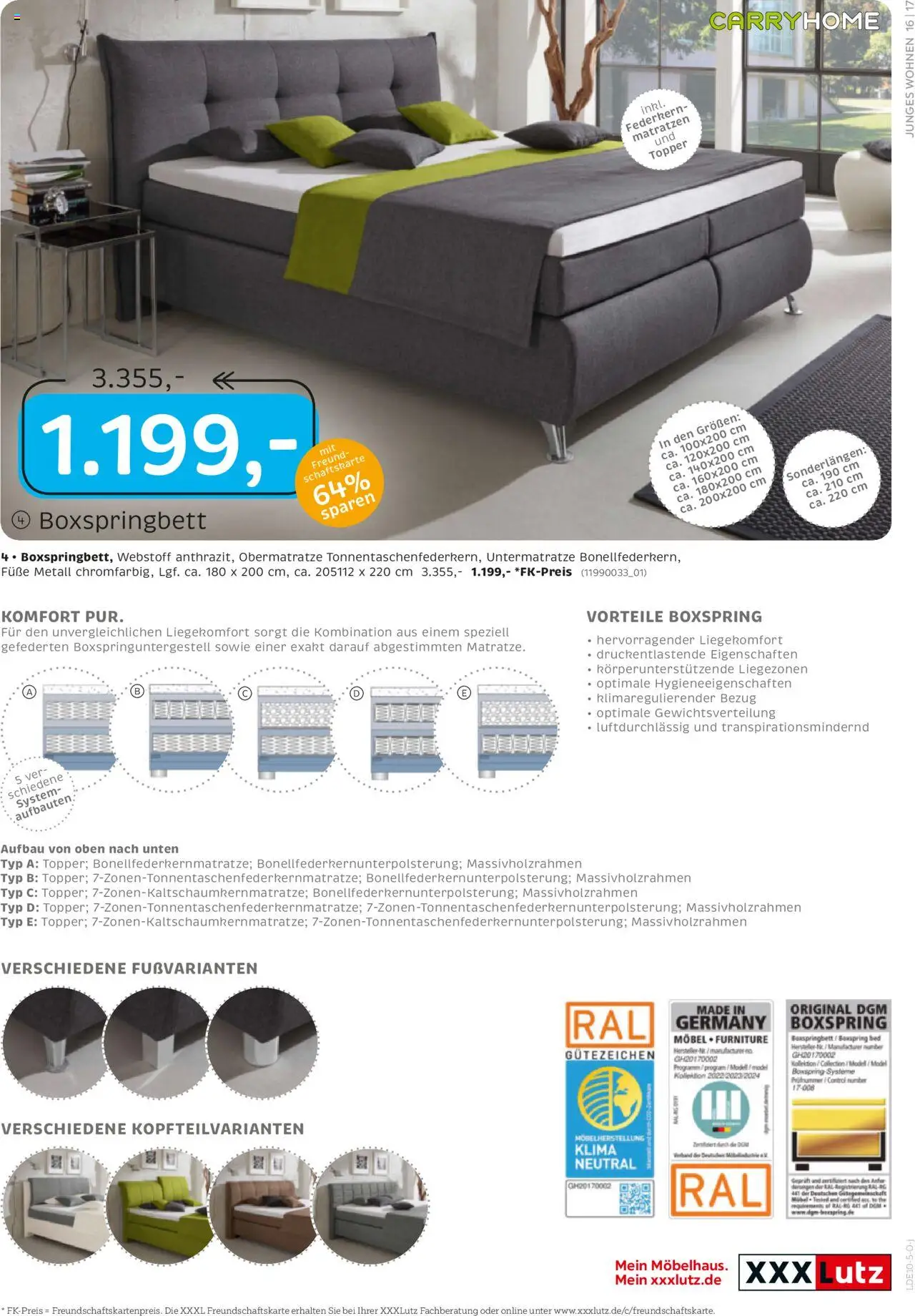 XXXL Lutz Junges Wohnen – gültig ab 29.09.2025 | Seite: 17 | Produkte: Boxspringbett, Topper
