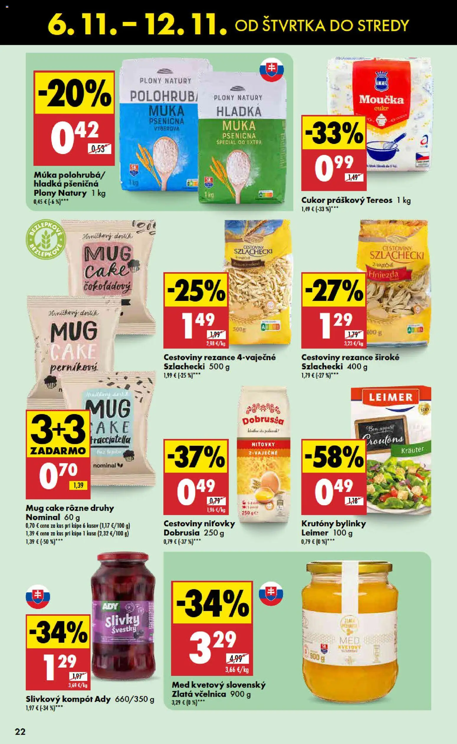 Nové Biedronka akcie – leták je platný od 06.11.2025 | Strana: 22 | Produkty: Cestoviny, Rezance, Med, Slivky