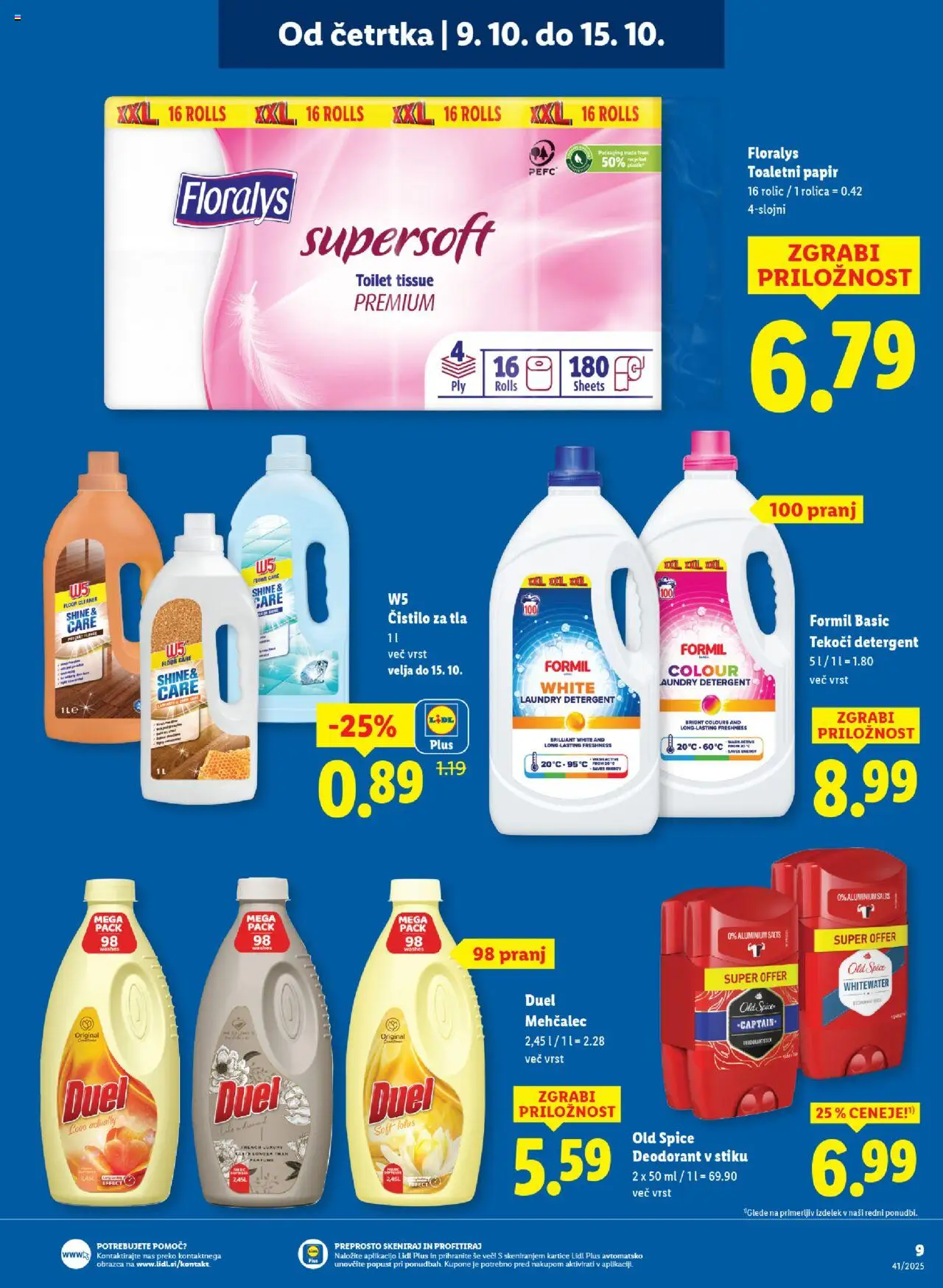 Novi Lidl katalog ponudbe – veljaven od 09.10.2025 | Stran: 11 | Izdelki: Mehčalec, Toaletni papir, Deodorant, Detergent