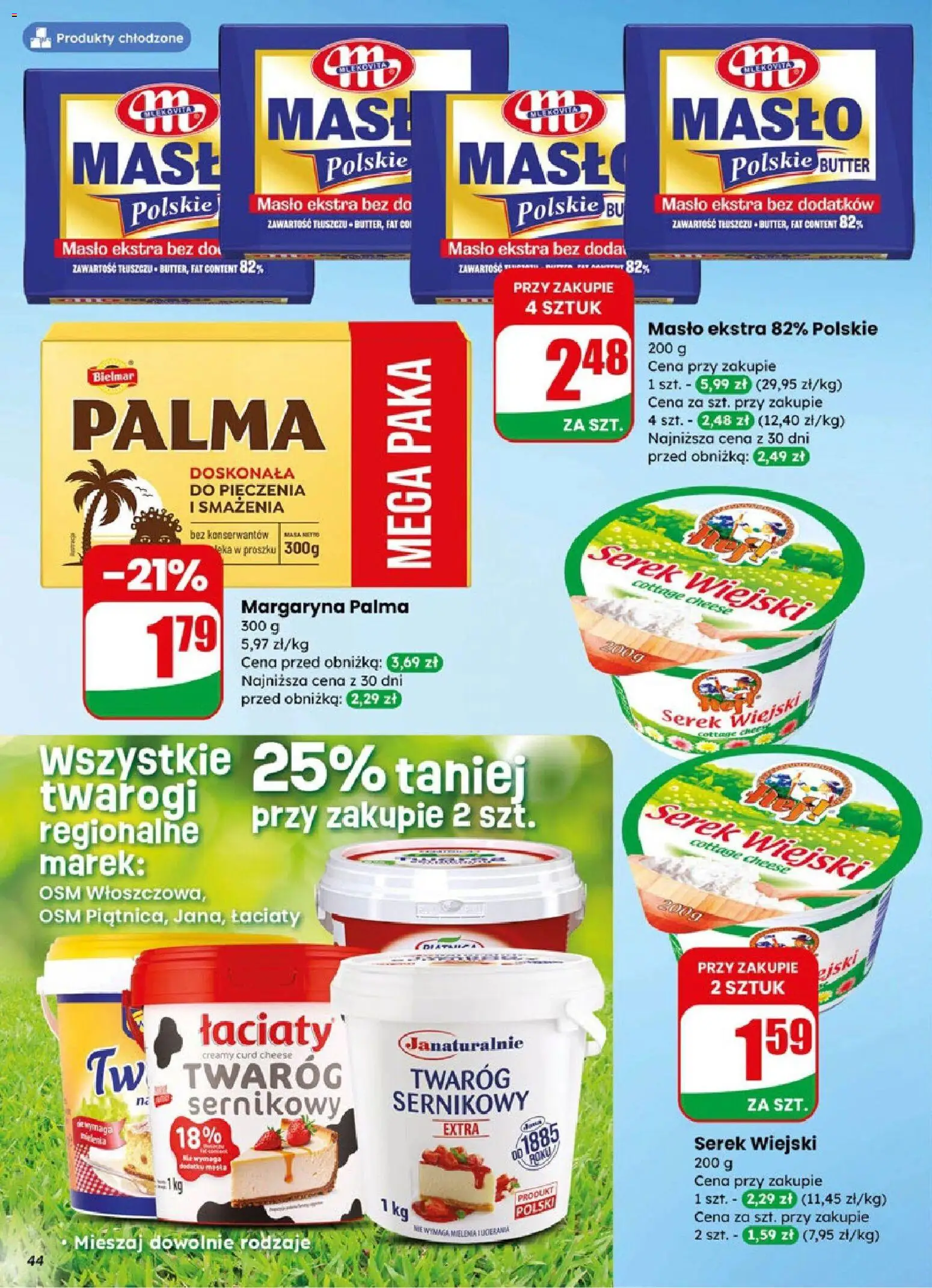 Dino gazetka od 08.04.2026 | Strona: 44 | Produkty: Mleka, Serek wiejski, Masło, Twaróg