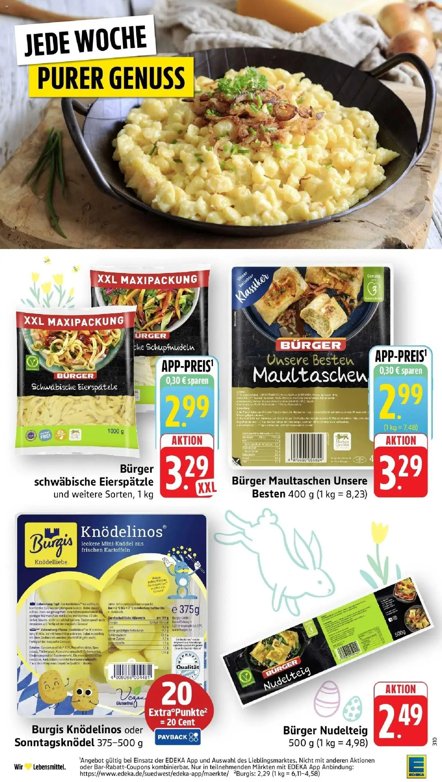 Edeka prospekt Möglingen	 – gültig ab 30.03.2026 | Seite: 22 | Produkte: Burger, Kartoffeln, Zucker, Maultaschen