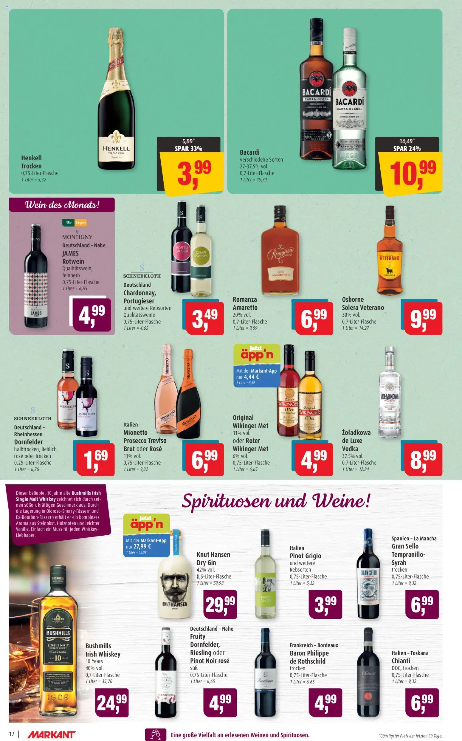 Markant Prospekt 	 – gültig ab 10.11.2025 | Seite: 12 | Produkte: Bacardi, Prosecco, Wein, Whiskey