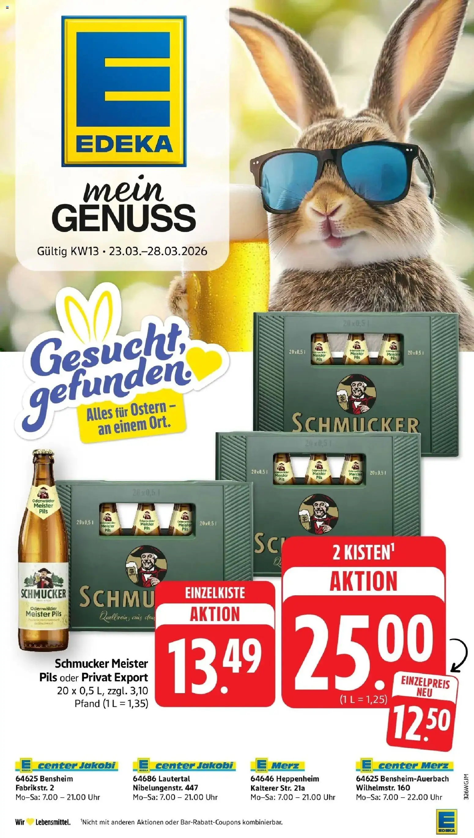 E center Prospekt Bensheim-Auerbach	 – gültig ab 23.03.2026 | Seite: 1 | Produkte: Pils, Uhr