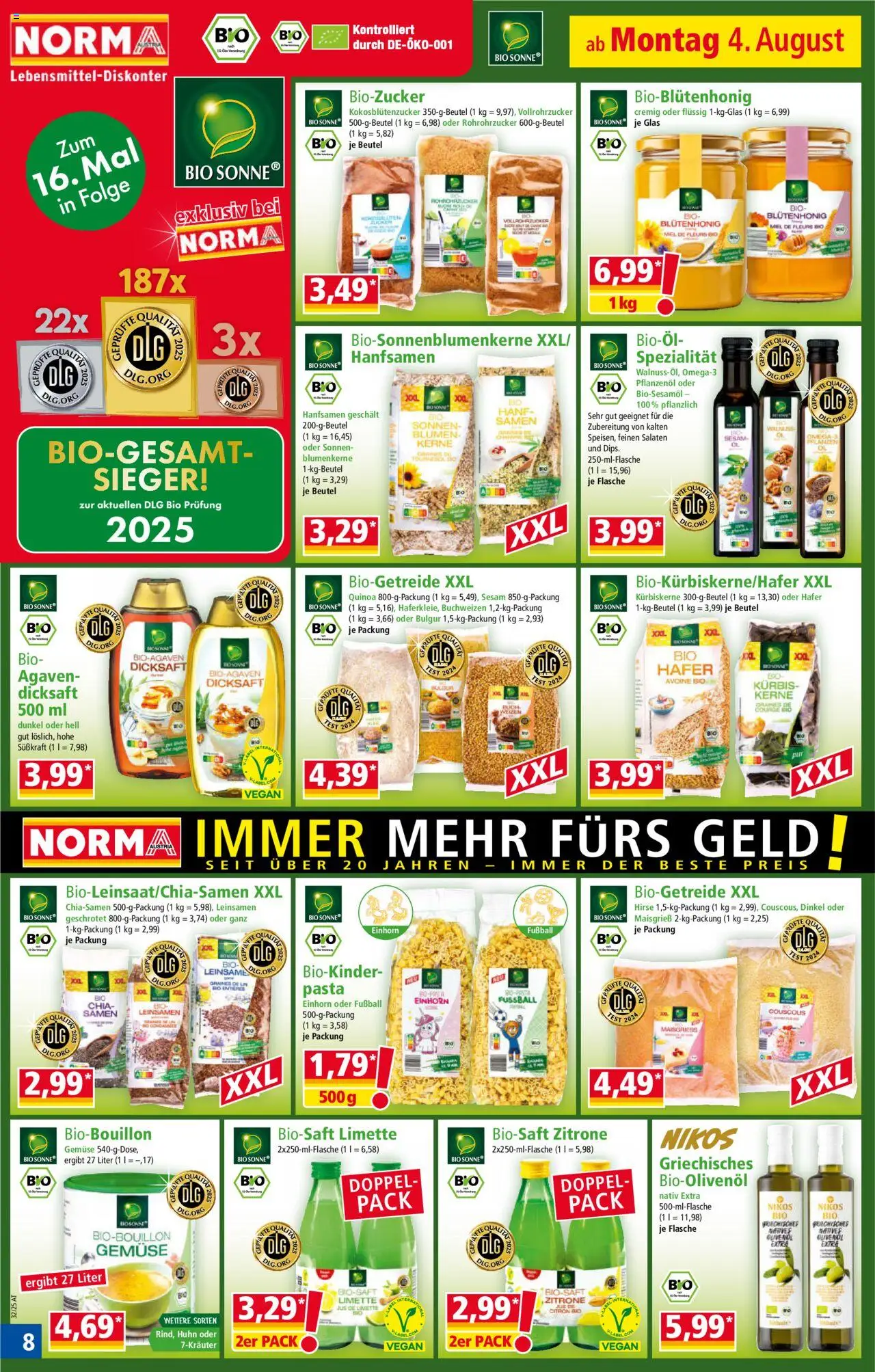 Norma Flugblatt gültig ab 04.08.2025 | Seite: 8 | Produkte: Gemüse, Zitrone, Limette, Kürbis