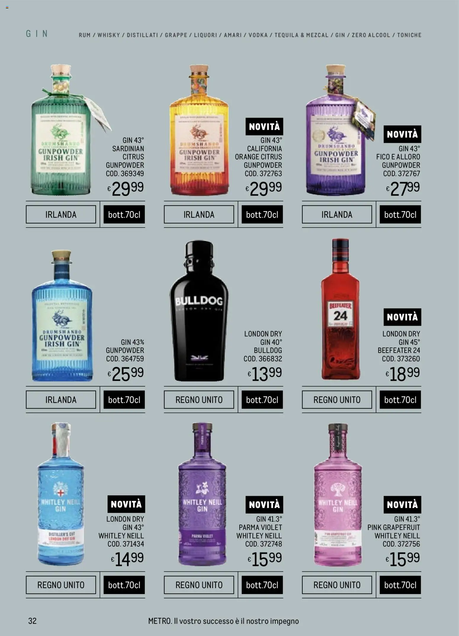 Volantino Metro del 06.11.2025 | Pagina: 32 | Prodotti: Gin, Whisky, Rum, Tequila