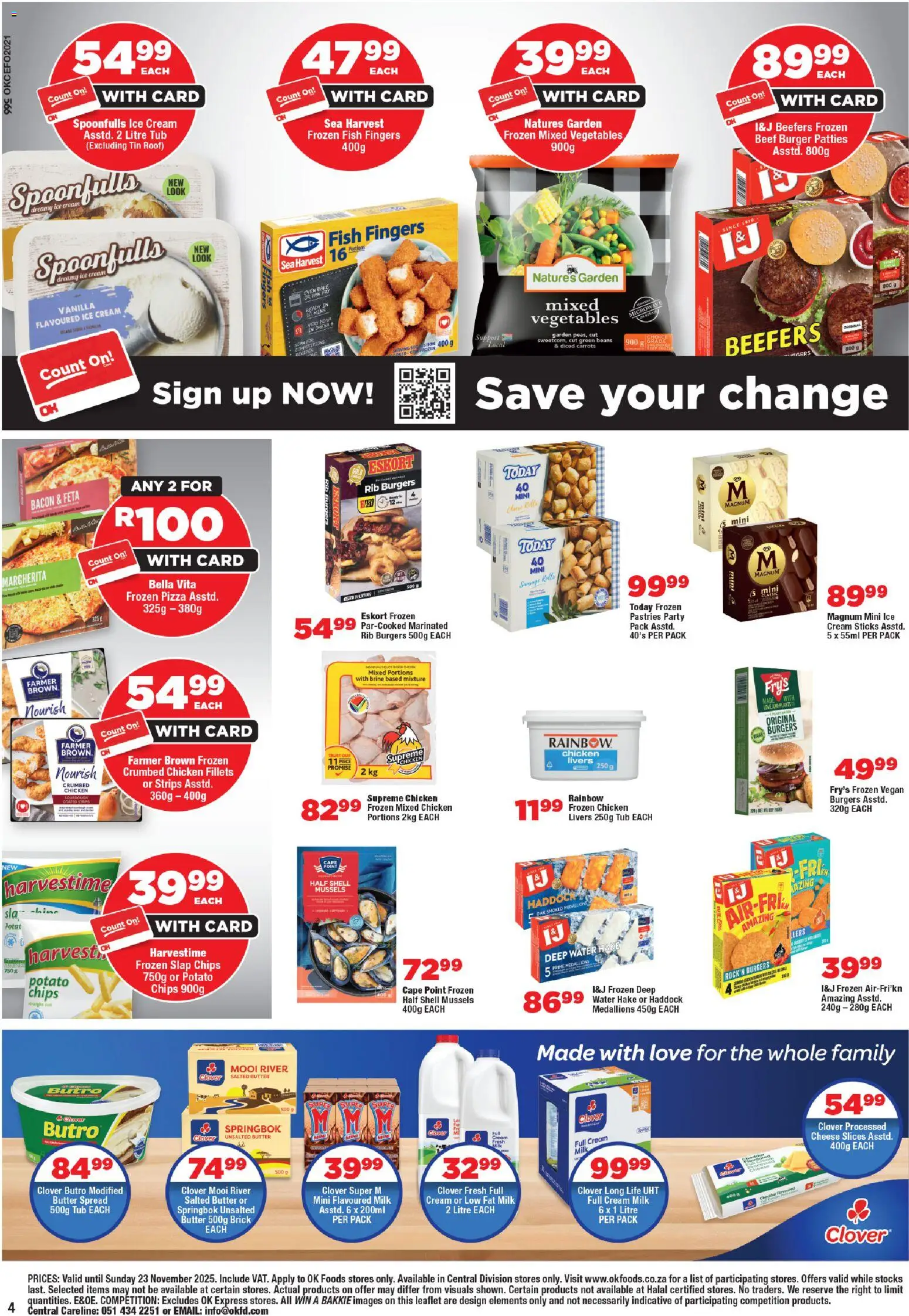New OK Foods catalogue – valid from 12.11.2025 | Page: 4 | Products: Cheese, Chips, Water, Bacon