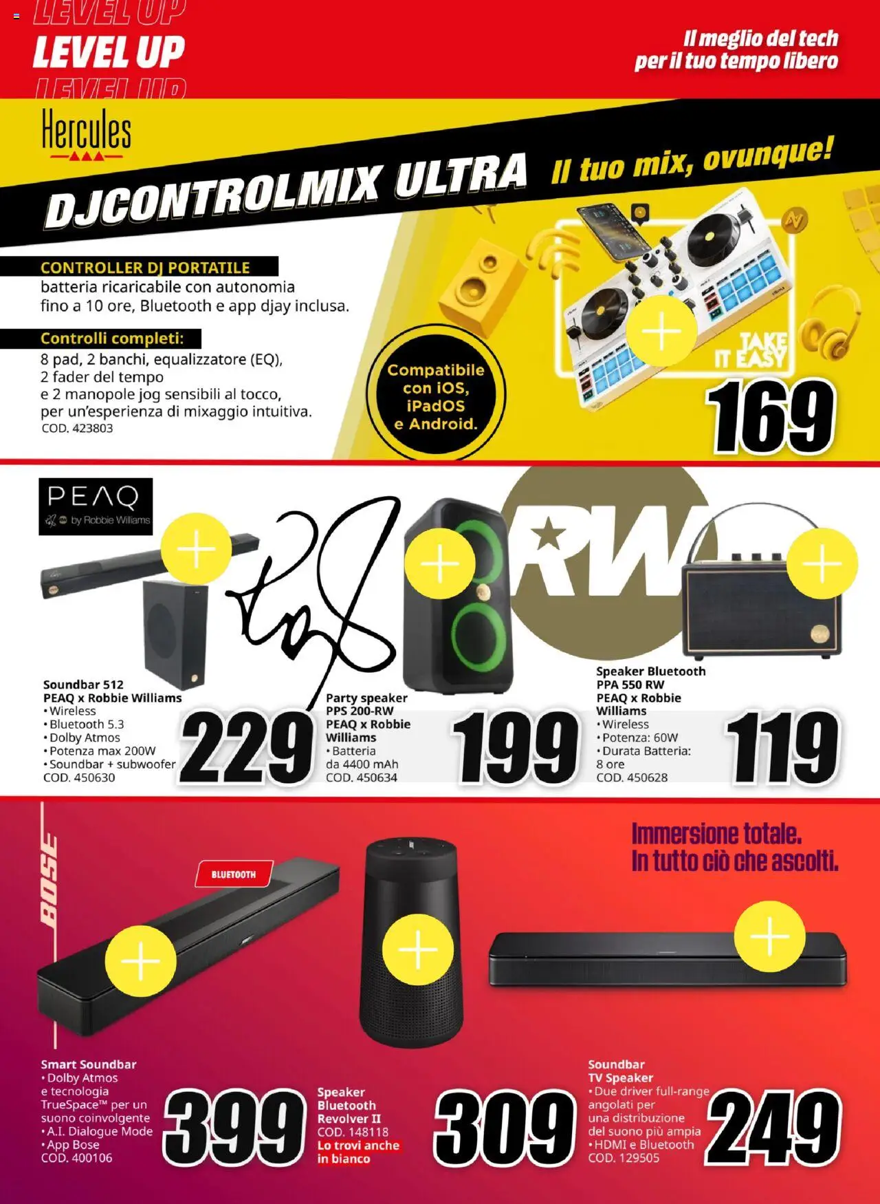 Volantino Media World del 19.09.2025 | Pagina: 4 | Prodotti: Soundbar, TV, Speaker, Batteria