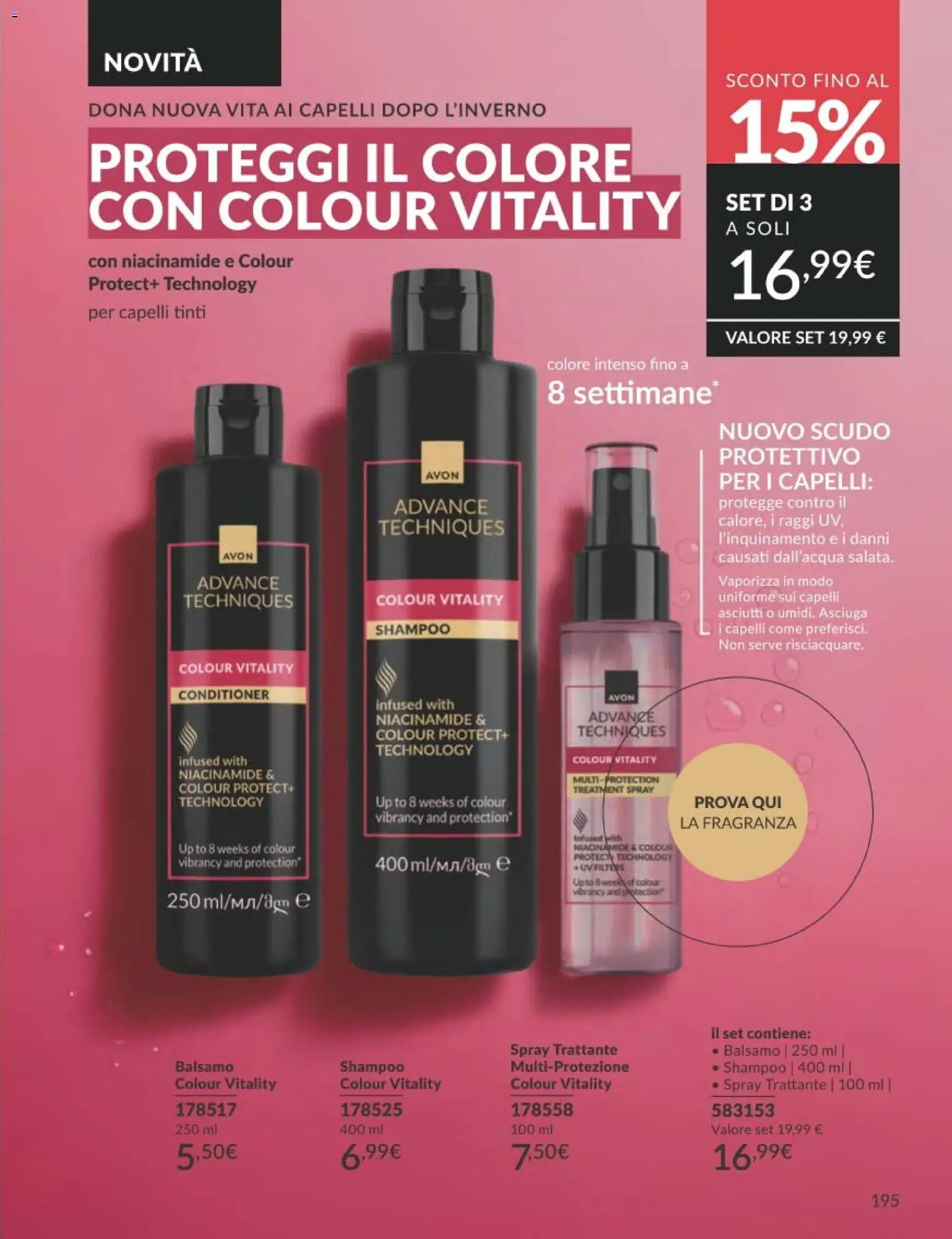 Volantino Avon del 01.03.2026 | Pagina: 195 | Prodotti: Shampoo, Balsamo, Fragranza