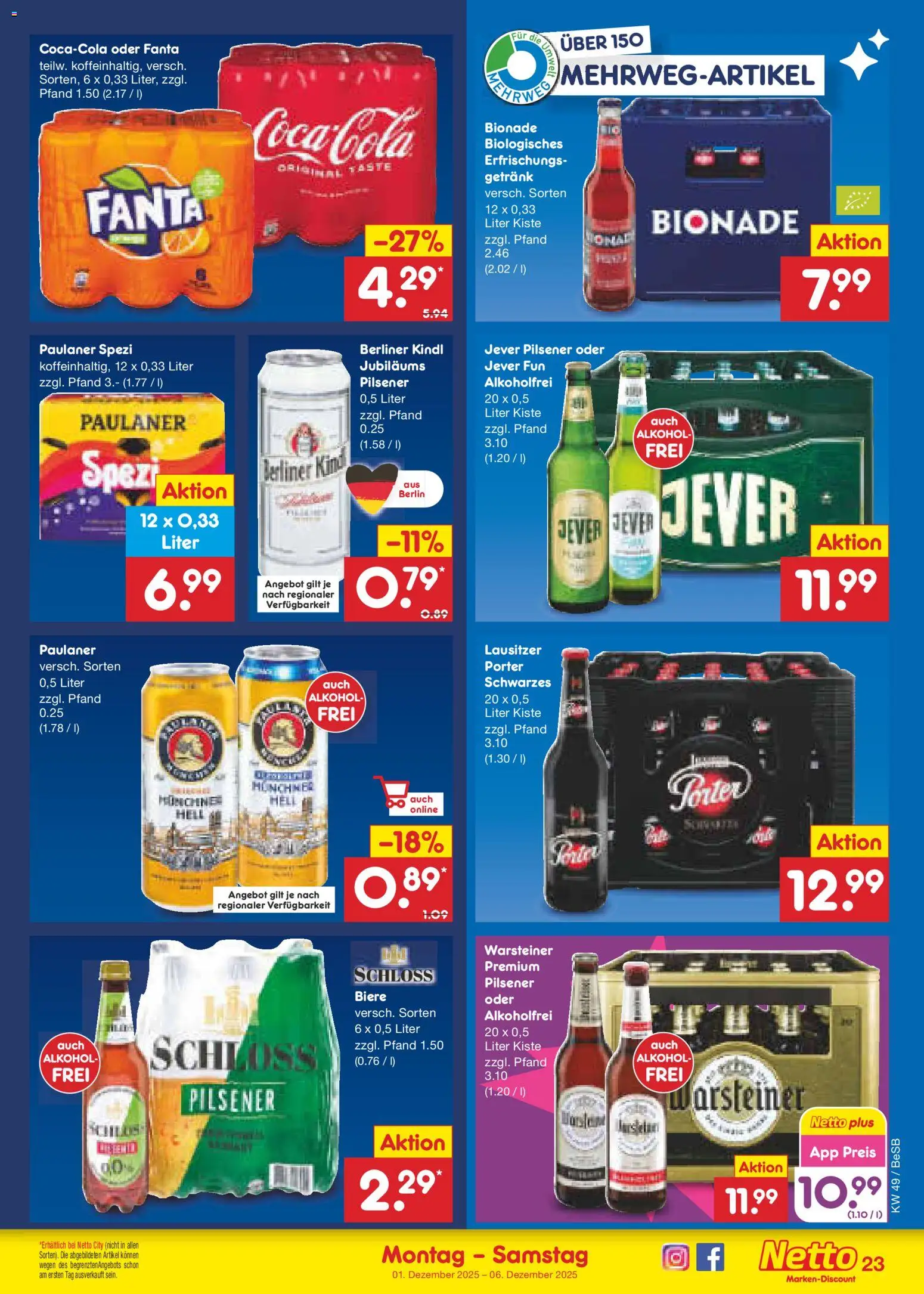 Netto Marken-Discount Prospekt 	 – gültig ab 01.12.2025 | Seite: 25 | Produkte: Coca cola, Fanta, Jever, Paulaner