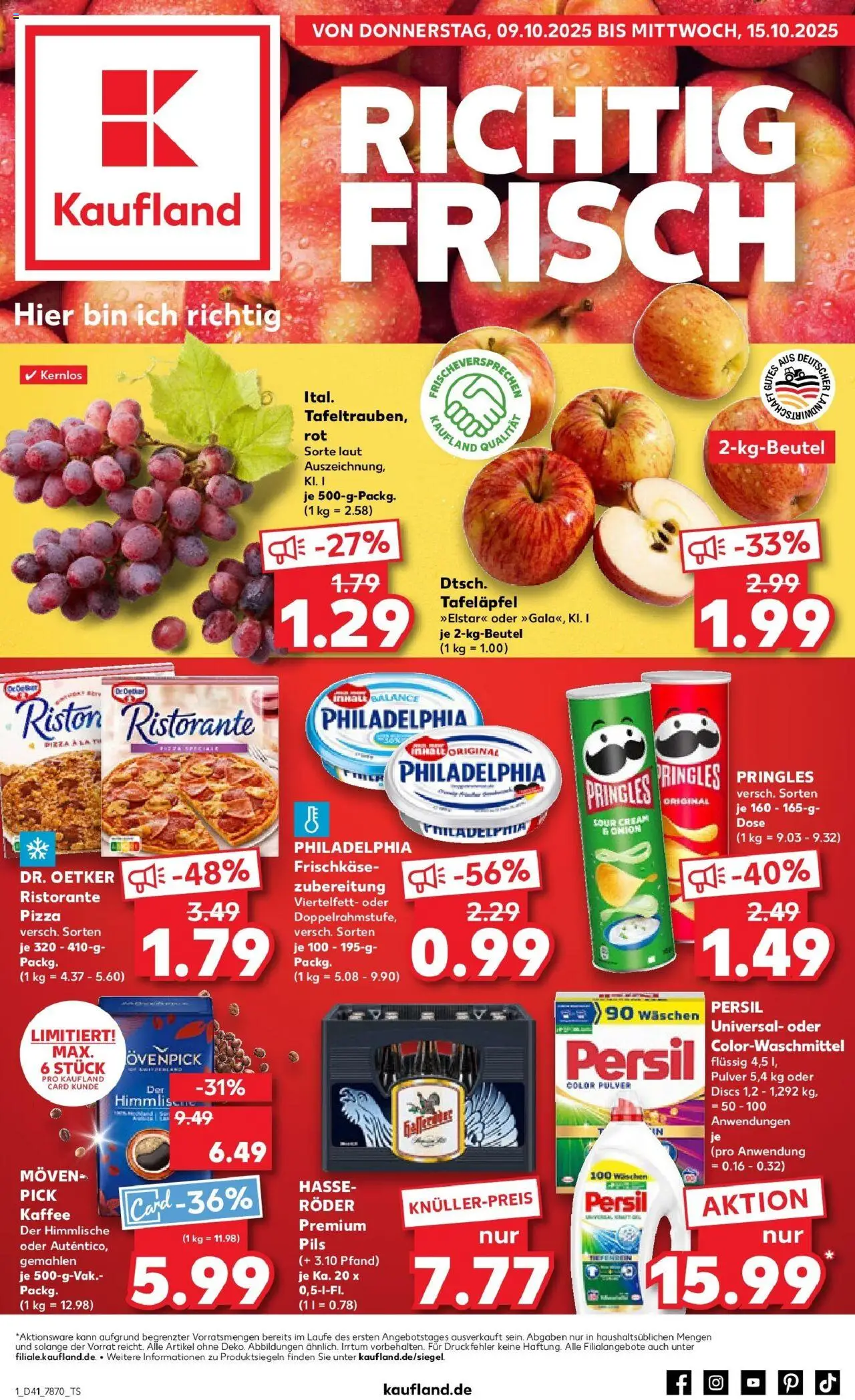 Kaufland prospekt Schorndorf	 – gültig ab 09.10.2025 | Seite: 1 | Produkte: Ristorante, Philadelphia, Pils, Pringles