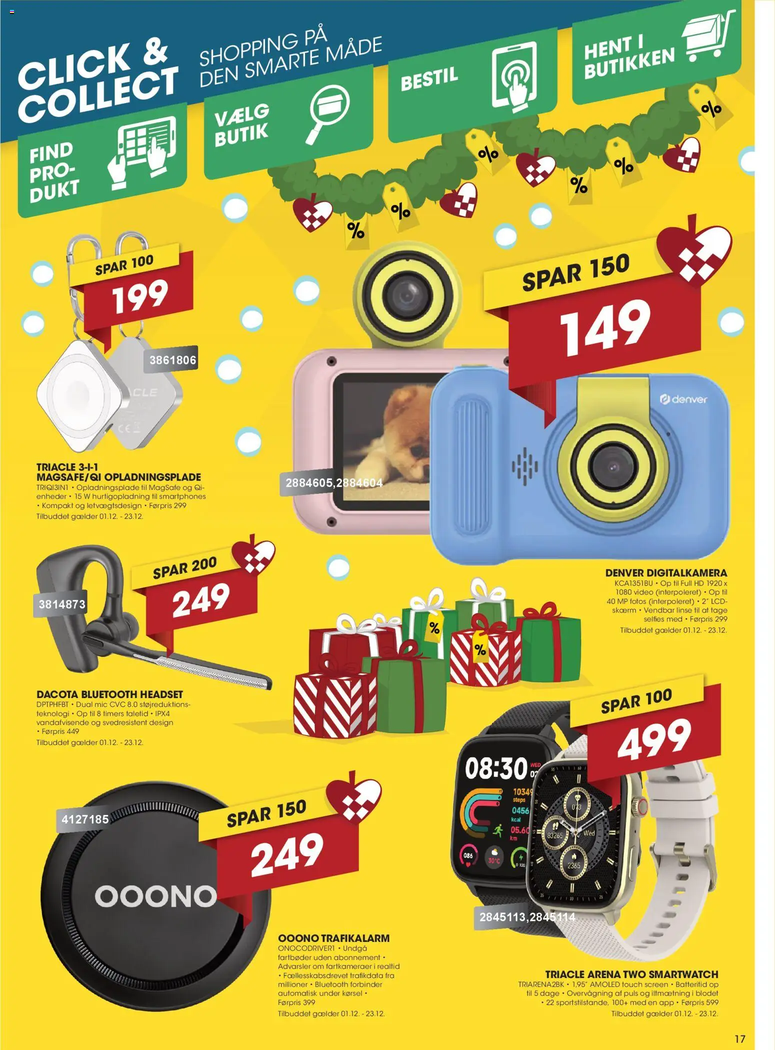 Punkt1 tilbudsavis – gyldig fra 01.12.2025 | Side: 17 | Produkter: Bluetooth Headset, Skærm, Video, Smartwatch