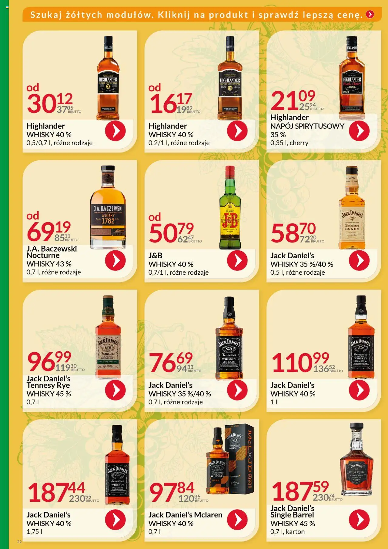 Eurocash Gazetka - Katalog Alkoholowy od 01.06.2025 | Strona: 22 | Produkty: Jack Daniel's, Whisky, Highlander whisky