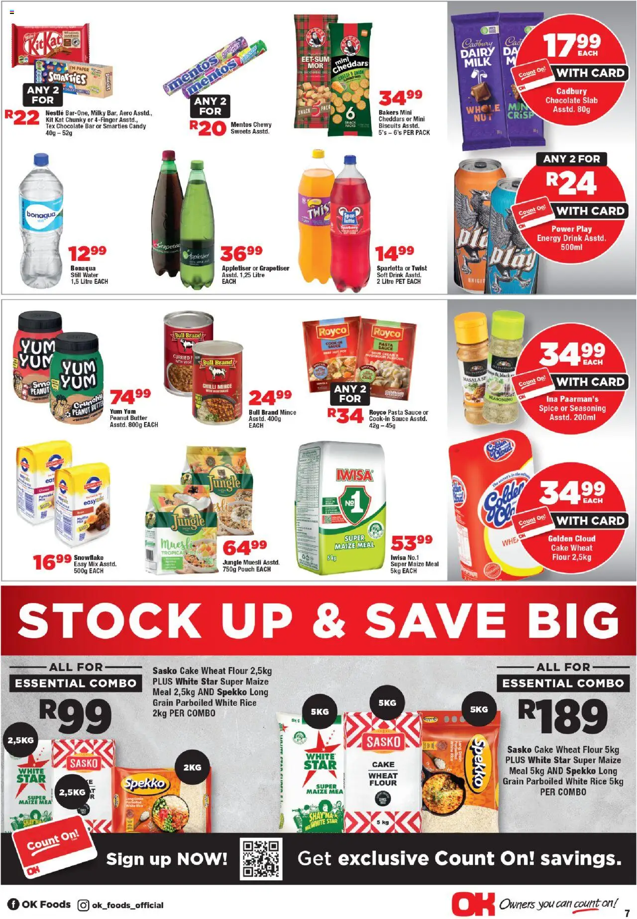 New OK Foods catalogue – valid from 15.10.2025 | Page: 7 | Products: Milk, Chocolate, Seasoning, Water