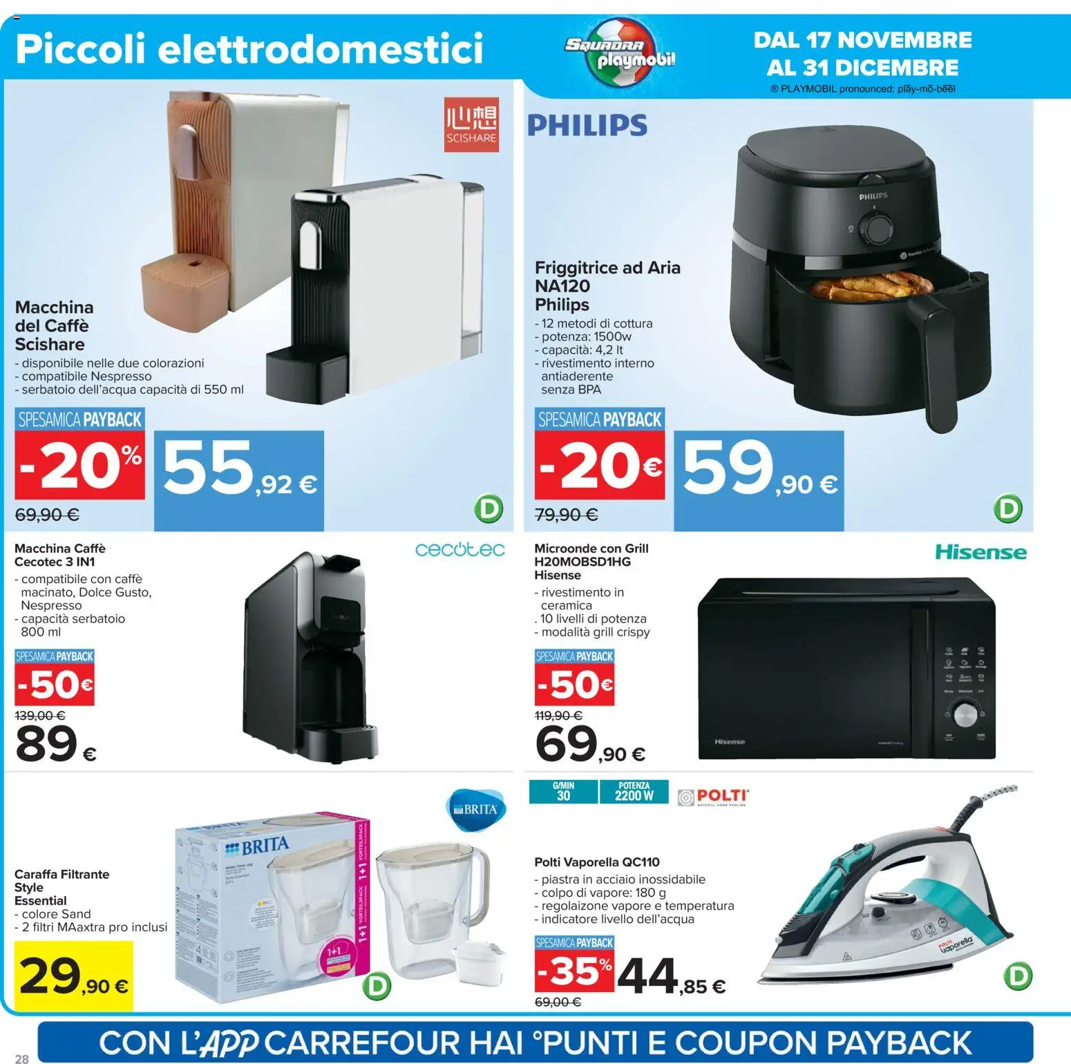 Volantino Carrefour del 02.12.2025 | Pagina: 28 | Prodotti: Caraffa, Microonde, Friggitrice ad aria, Friggitrice