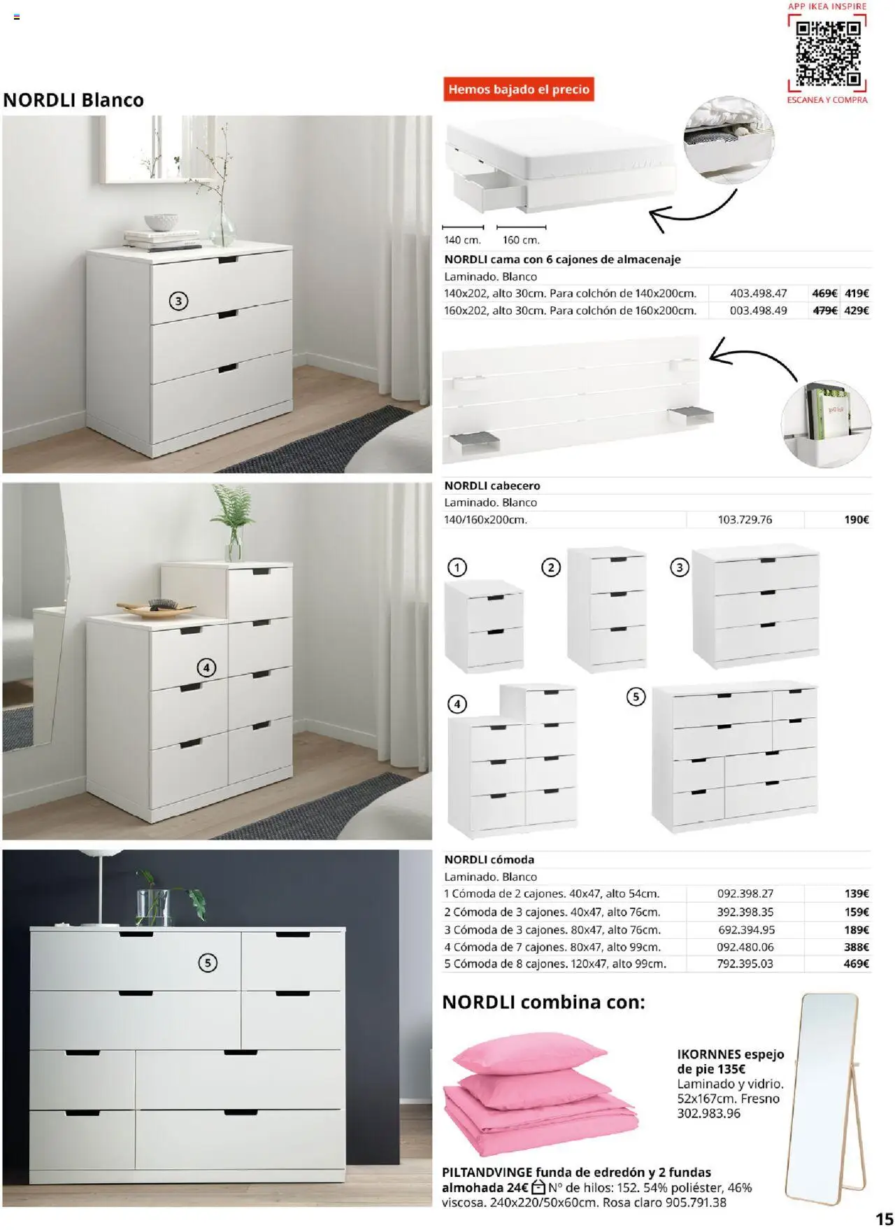 Catálogo IKEA Muebles para el dormitorio │ válido desde el 04.02.2025 | Página: 15 | Productos: Colchon, Funda, Almohada, Almacenaje