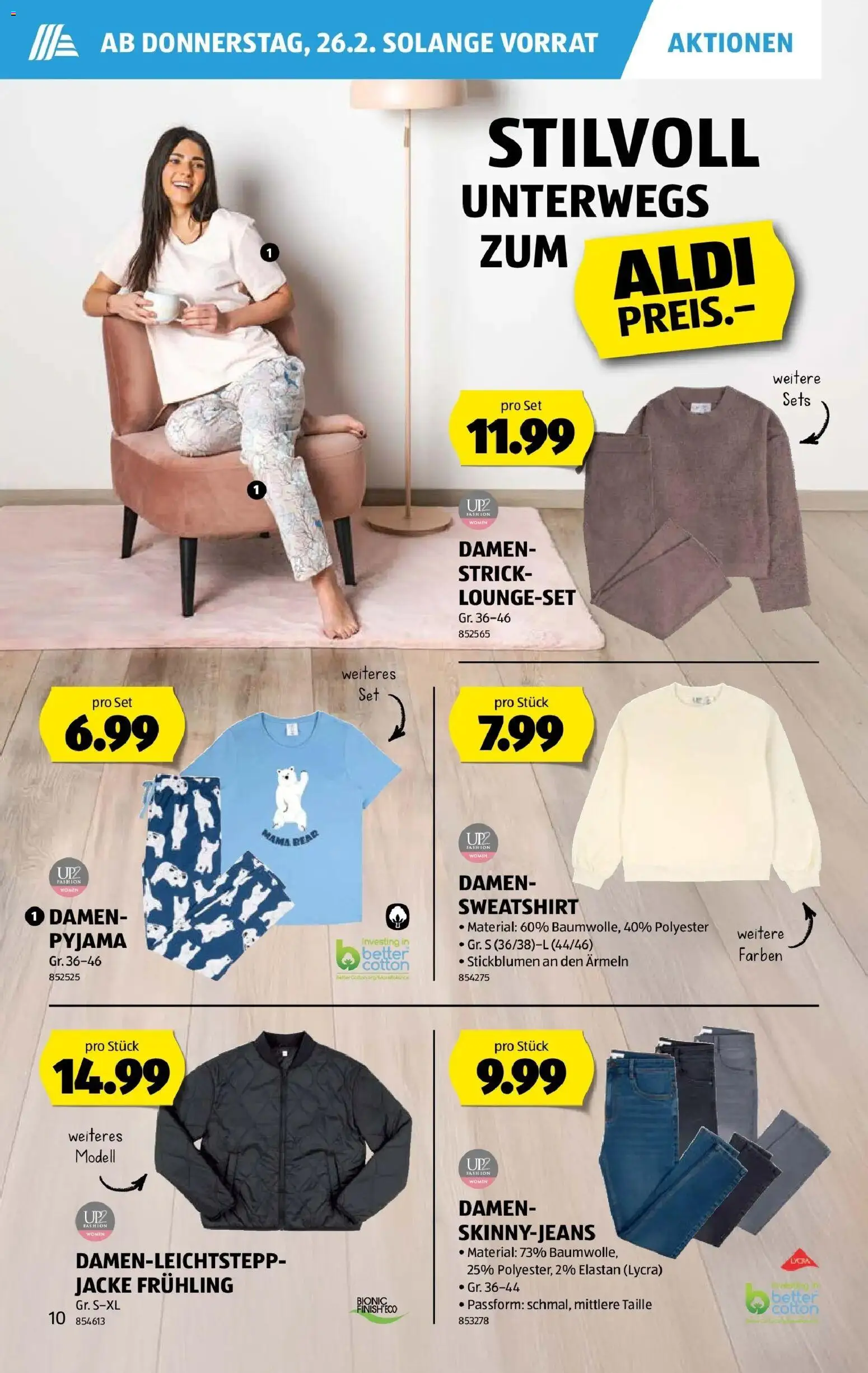 Aldi - Aldi Suisse: Wochenangebote – gültig ab 26.02.2026 | Seite: 10 | Produkte: Jacke, Pyjama, Sweatshirt