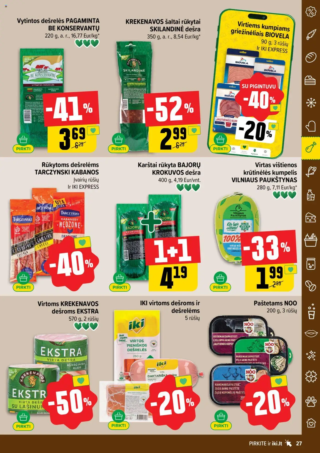 IKI leidinys│galioja nuo 18.08.2025 | Puslapis: 27 | Prekių: Jautienos, Dešrelės, Dešra, Vištiena