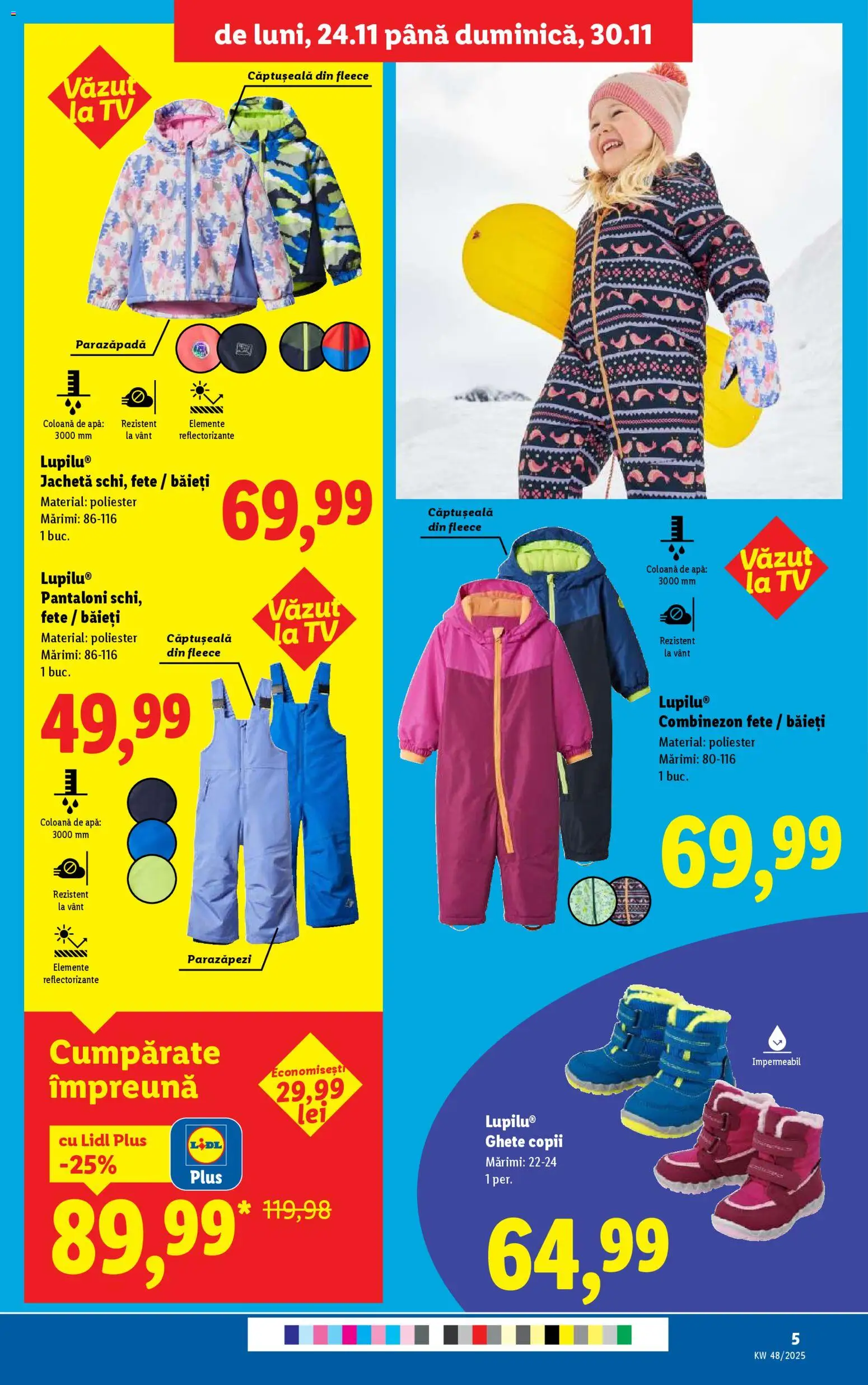 Noul catalog Lidl – valabil de la 24.11.2025 | Pagină: 5 | Produse: Jachetă, Pantaloni, Apă, Ghete