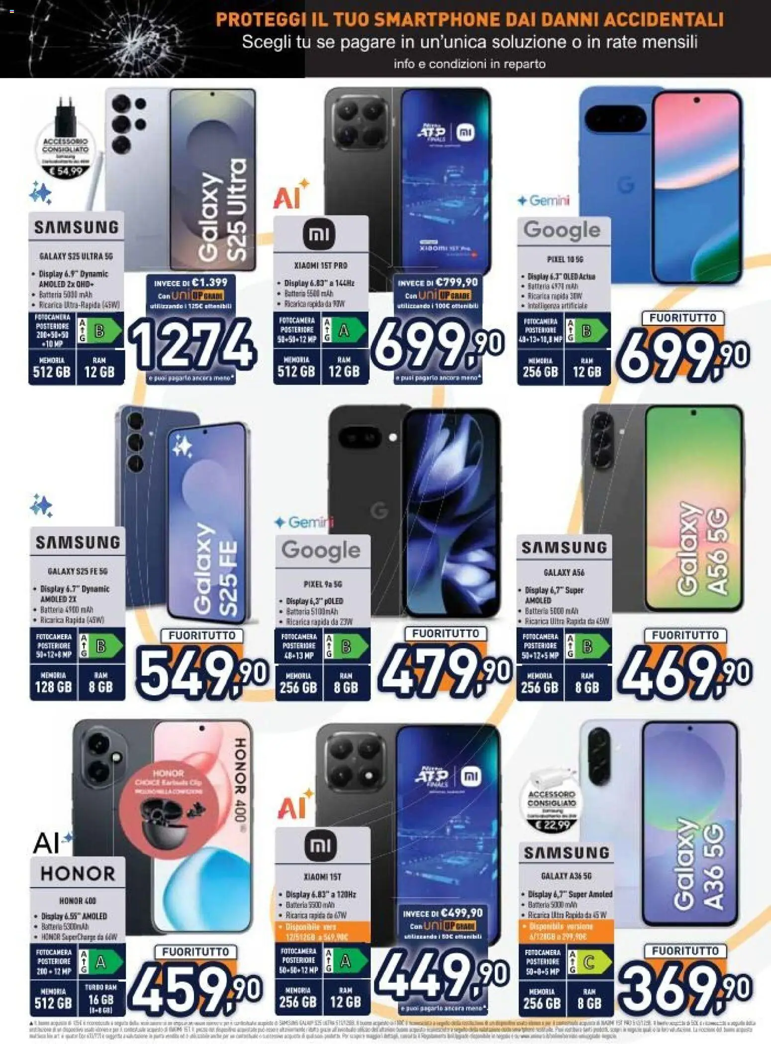 Volantino Unieuro del 16.01.2026 | Pagina: 7 | Prodotti: Smartphone, Fotocamera, Batteria, Samsung