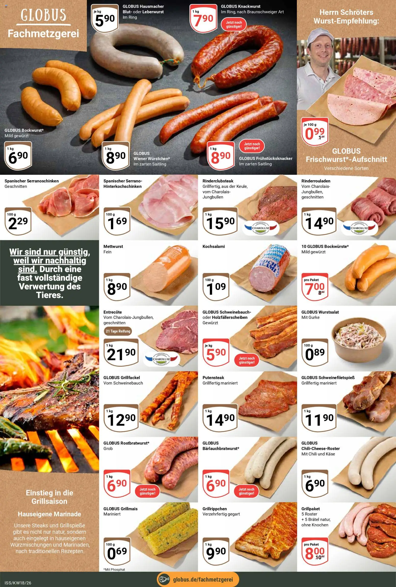 Globus Prospekt 	 – gültig ab 27.04.2026 | Seite: 13 | Produkte: Rinderrouladen, Käse, Schweinebauch, Entrecote