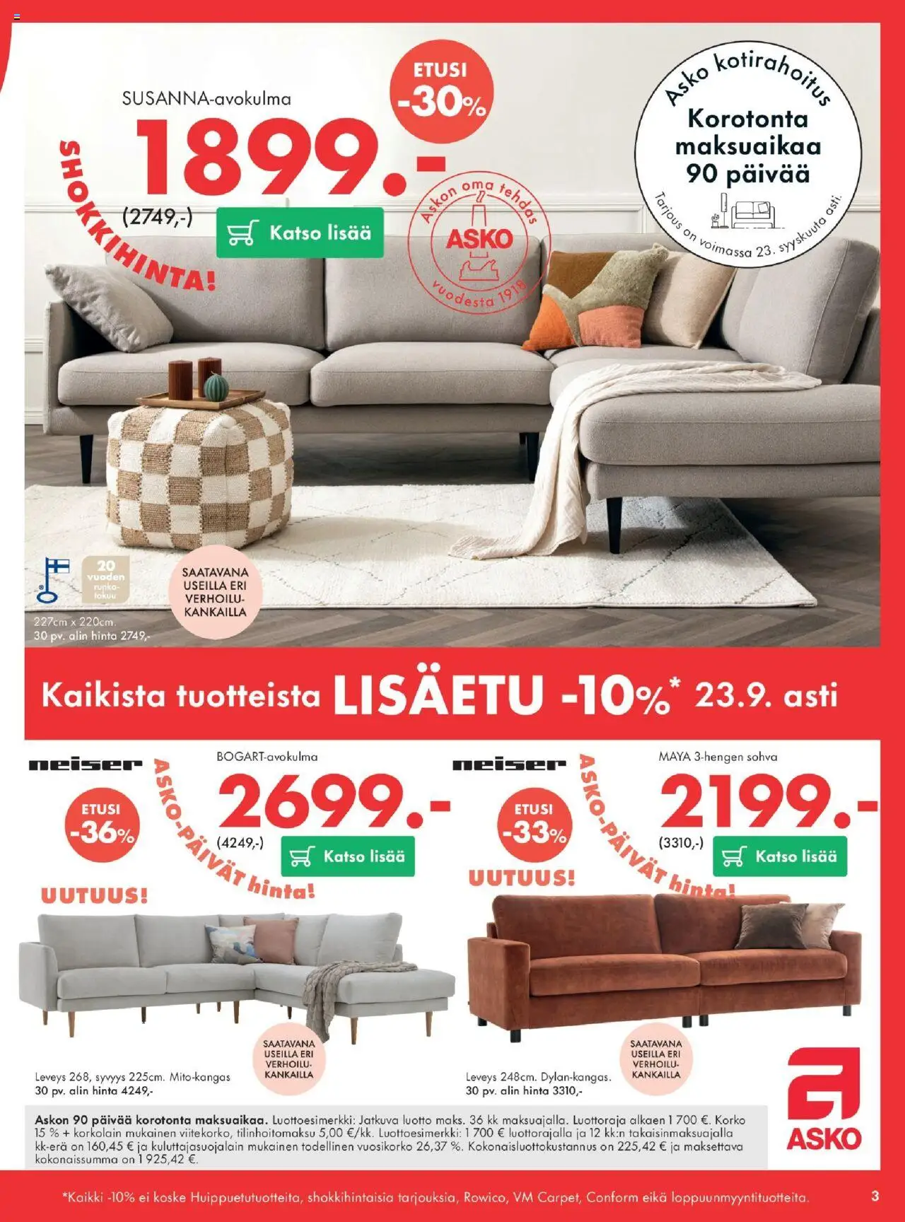 Asko tarjoukset – voimassa 19.09.2025 alkaen | Sivu: 3 | Tuotteet: Sohva