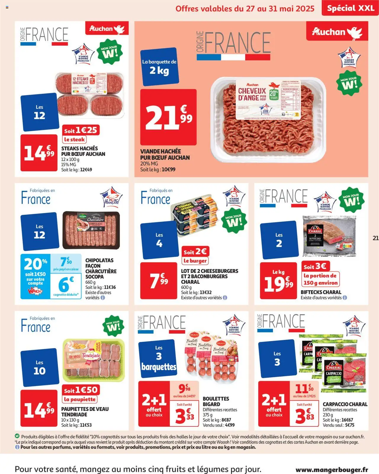  | Page: 21 | Produits: Viande hachée, Paupiettes de veau, Viande, Viande bovine