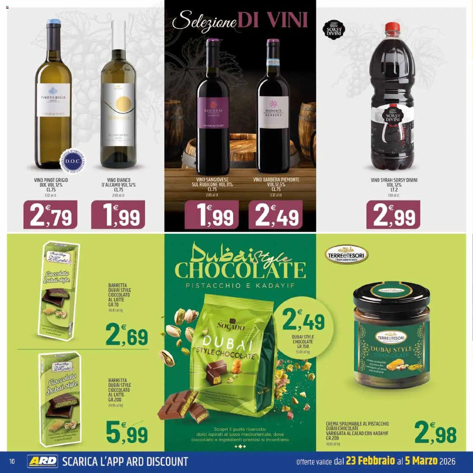 Volantino ARD Discount del 23.02.2026 | Pagina: 10 | Prodotti: Crema, Latte, Barretta, Vino bianco