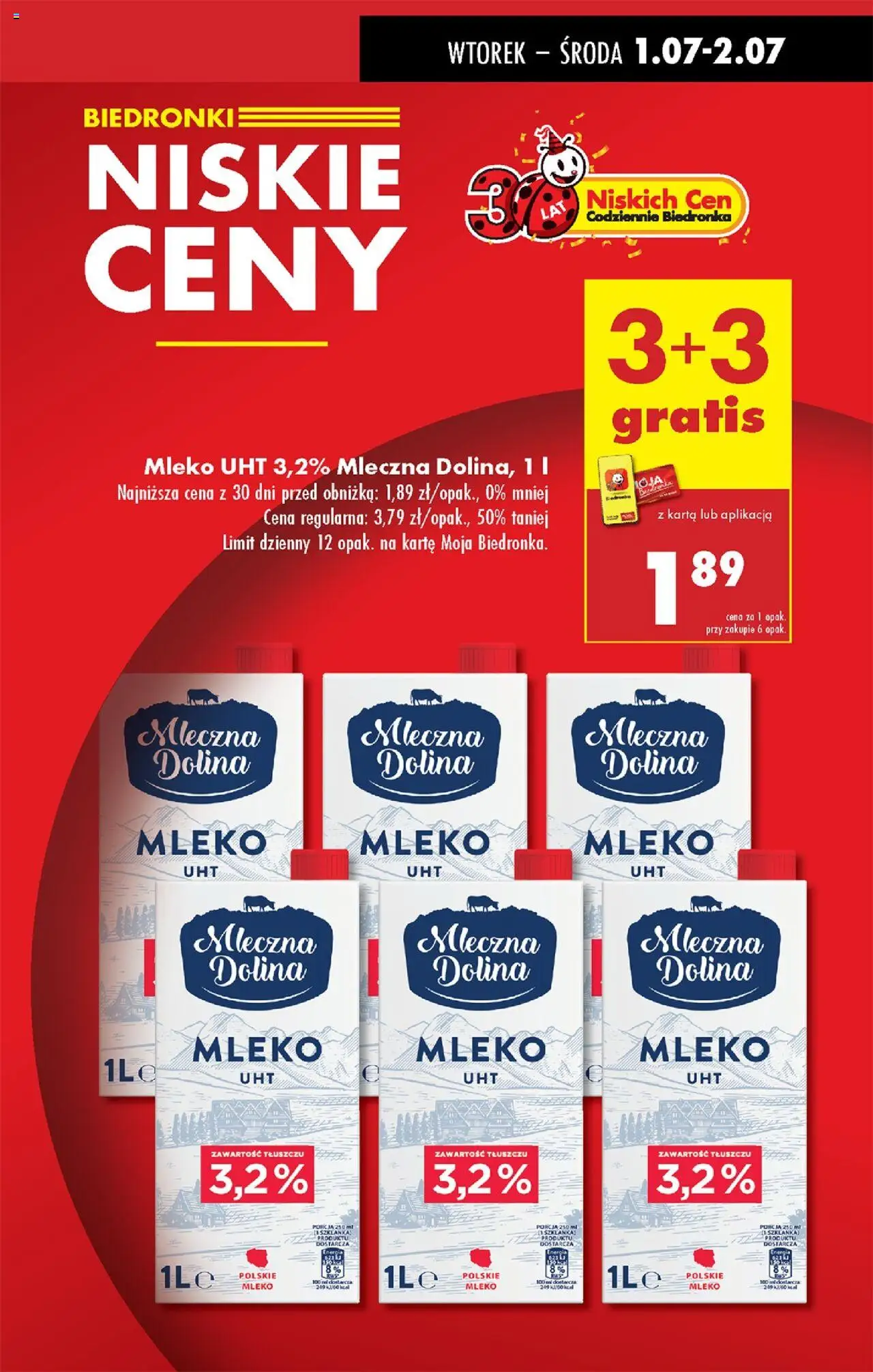 Biedronka gazetka od 30.06.2025 | Strona: 11 | Produkty: Szklanka, Karta, Mleko mleczna dolina, Mleko