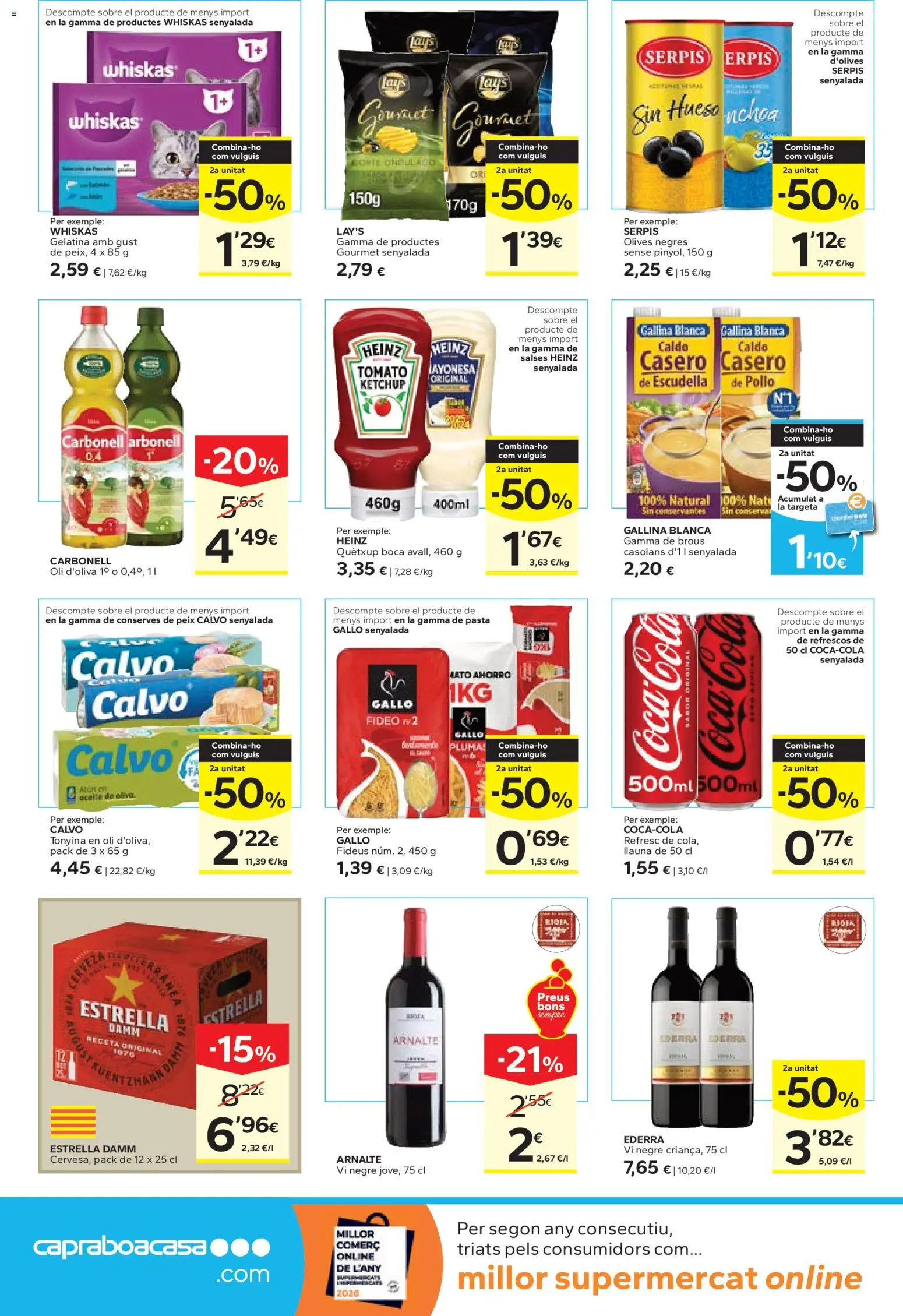 Caprabo folleto │ válido desde el 15.01.2026 | Página: 6 | Productos: Gelatina, Aceite, Pasta, Οθόνη προβολής
