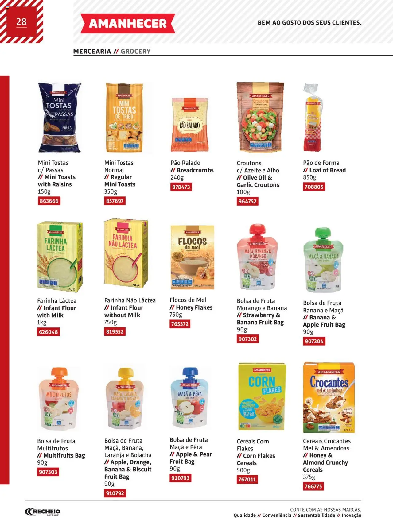 Recheio Amanhecer │ válido de 11.07.2024 | Página: 28 | Produtos: Bolsa, Banana, Cereais, Flocos