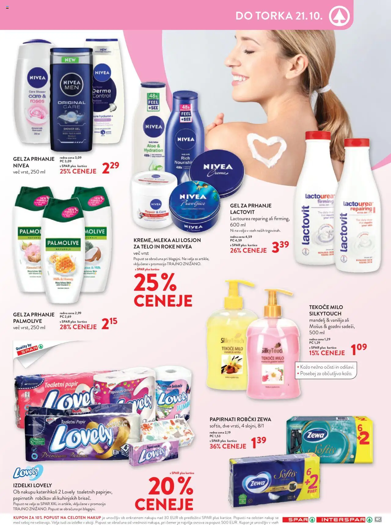 Novi Spar katalog ponudbe – veljaven od 08.10.2025 | Stran: 15 | Izdelki: Tekoče milo, Toaletni papir, Robčki, Milo