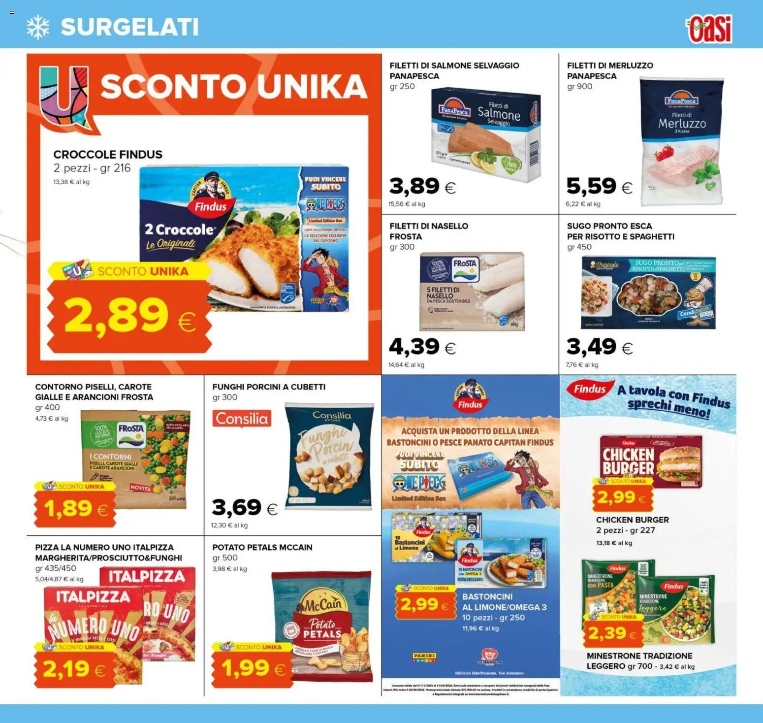 Volantino Oasi del 29.01.2026 | Pagina: 9 | Prodotti: Pizza, Pesce, Pasta, Pesca