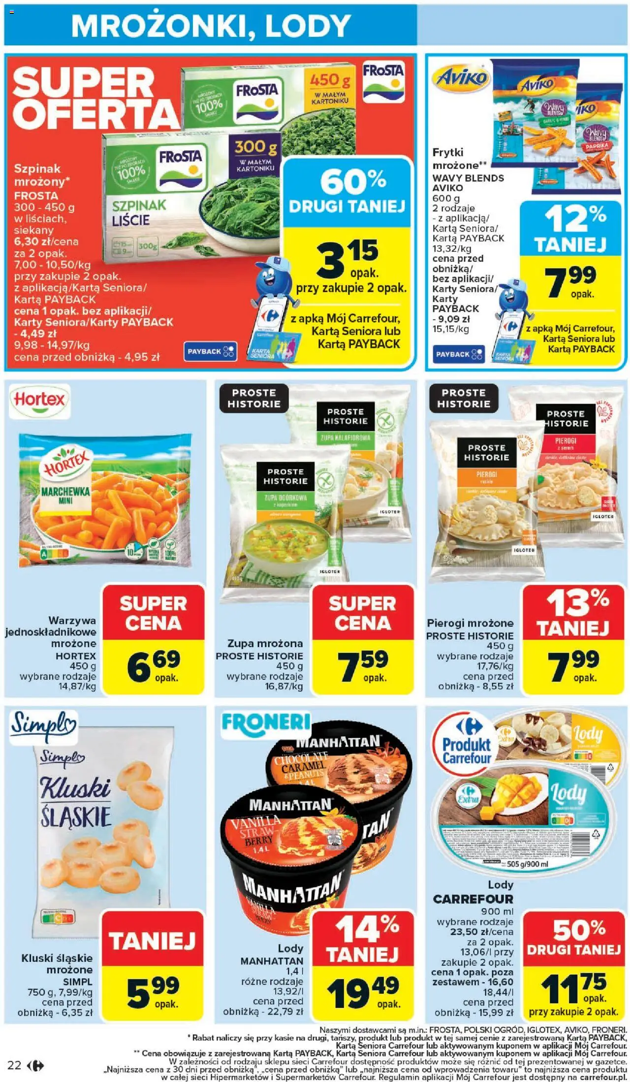 Carrefour Gazetka od 20.10.2025 | Strona: 24 | Produkty: Karta, Pierogi, Zupa mrożona, Lody