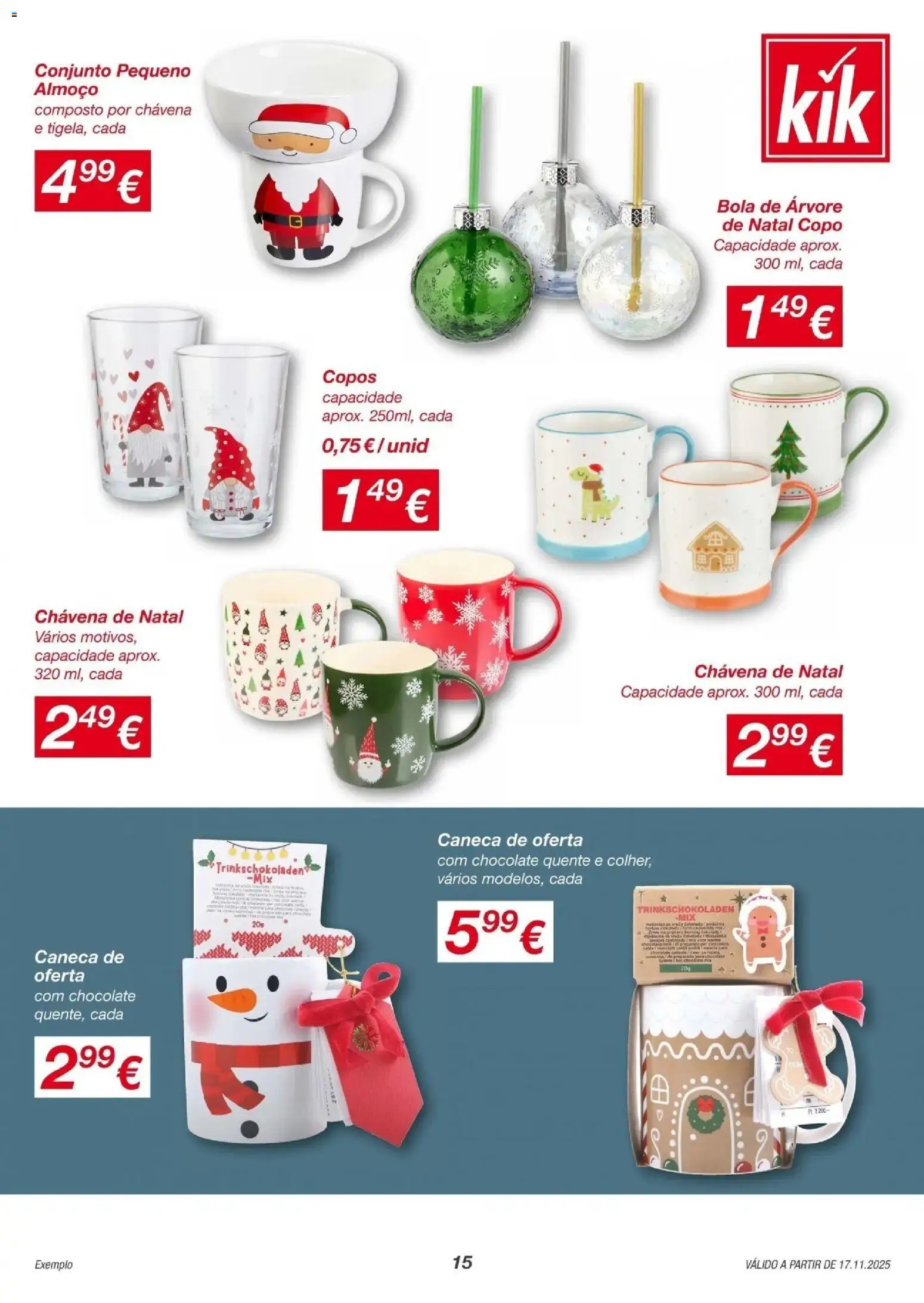 KIK - Black Friday │ válido de 17.11.2025 | Página: 15 | Produtos: Copos, Árvore de natal, Caneca, Chocolate