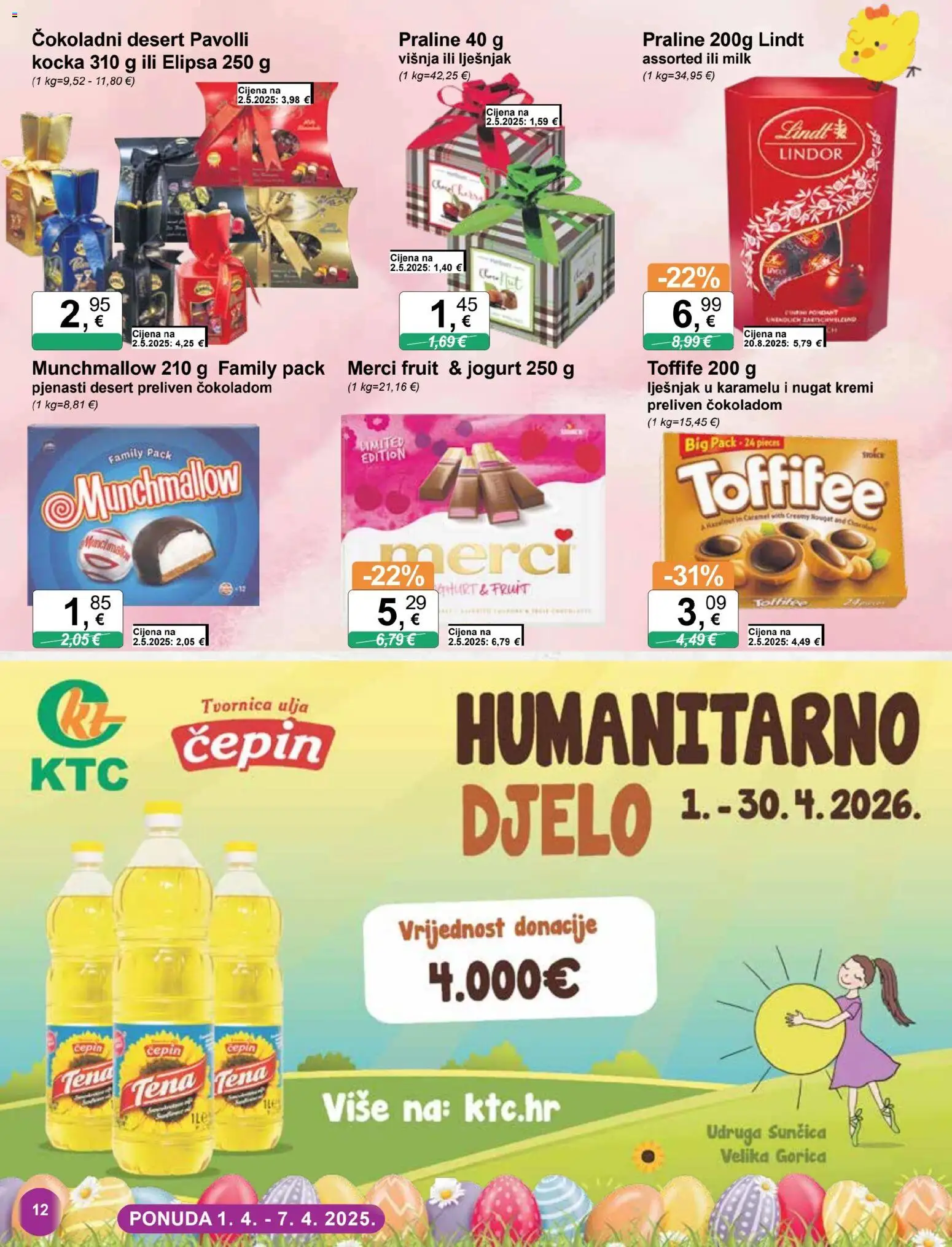 KTC katalog | vrijedi od 01.04.2026 | Stranica: 12 | Proizvodi: Lindt, Praline, Jogurt, Merci