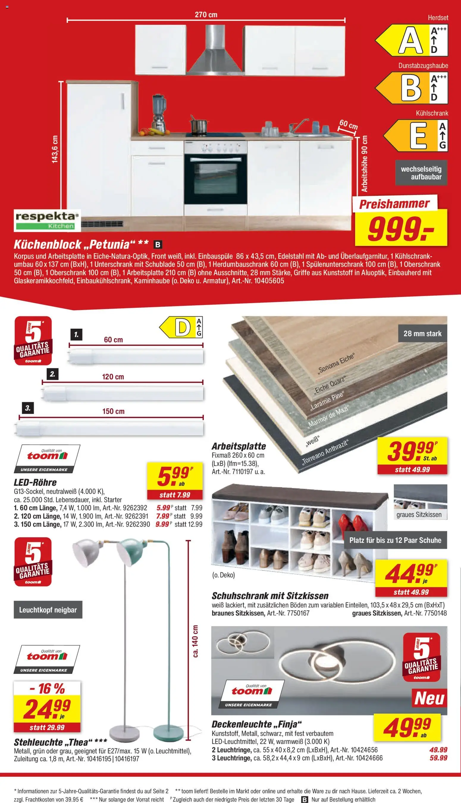 Toom Baumarkt Prospekt 	 – gültig ab 01.11.2025 | Seite: 12 | Produkte: Küchenblock, Kühlschrank, Unterschrank