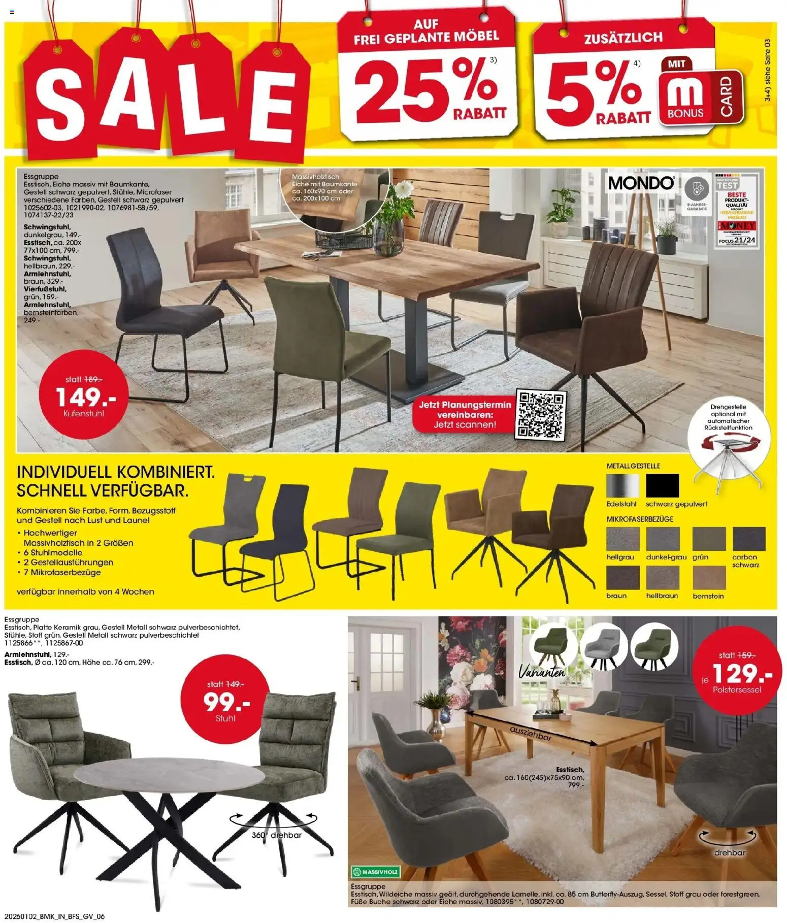 Möbel Martin Sale – gültig ab 02.01.2026 | Seite: 6 | Produkte: Essgruppe, Stuhl