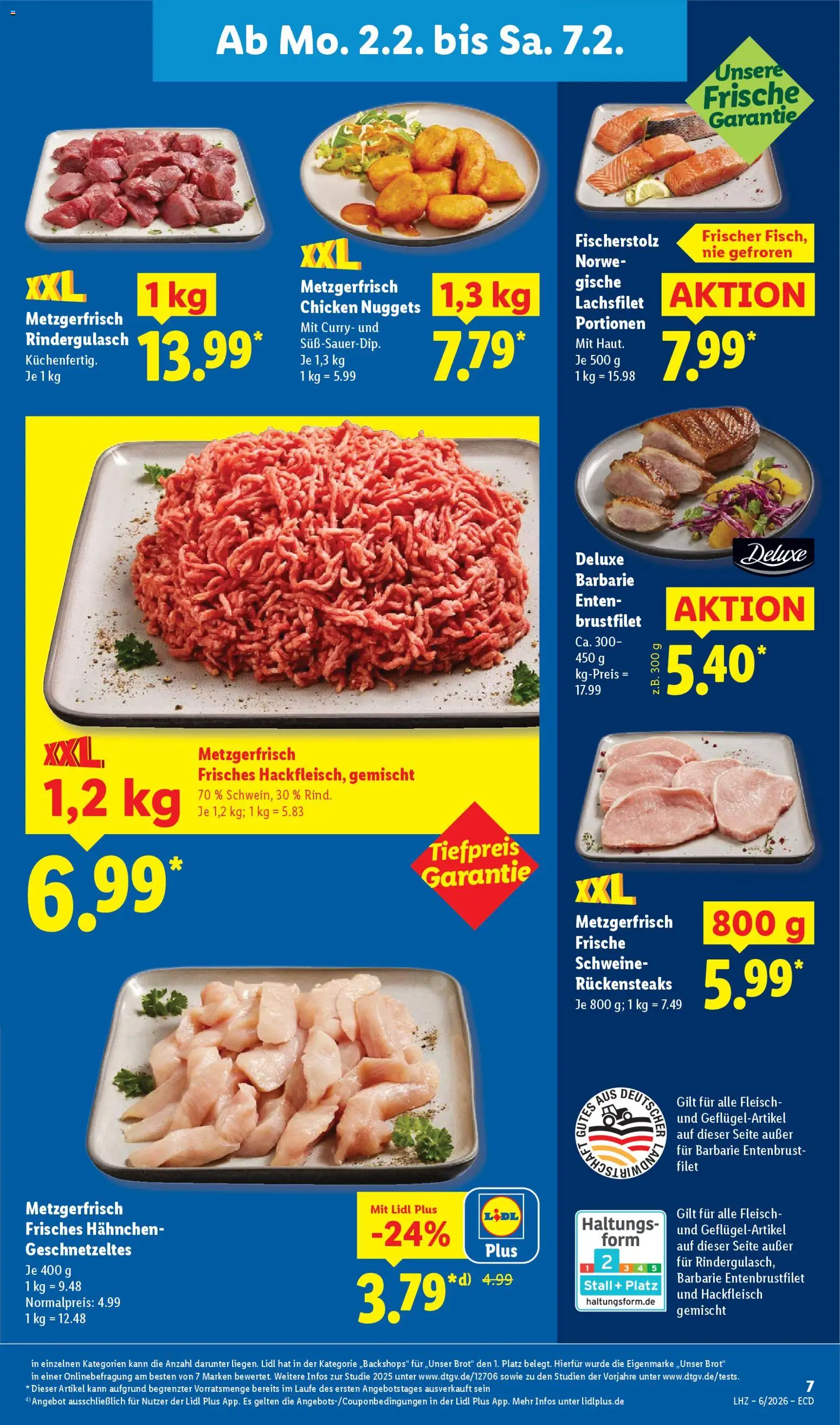 Lidl - Prospekt – gültig ab 02.02.2026 | Seite: 11 | Produkte: Rindergulasch, Hahnchen, Brot, Hackfleisch