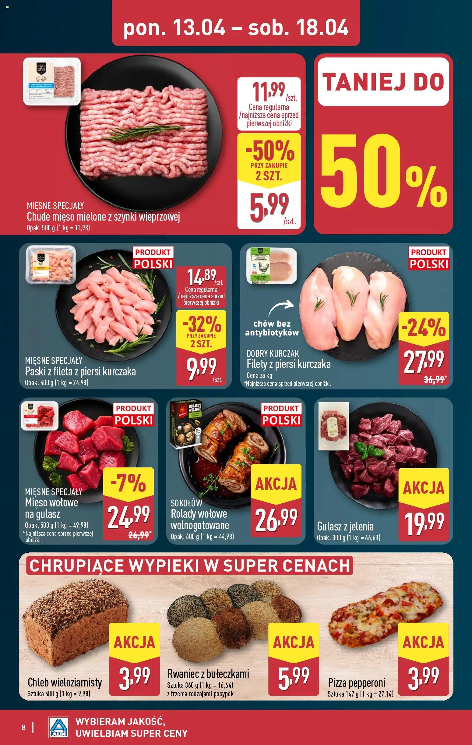 Aldi Polsko leták od 13.04.2026 | Strana: 8 | Produkty: Chléb, Pizza
