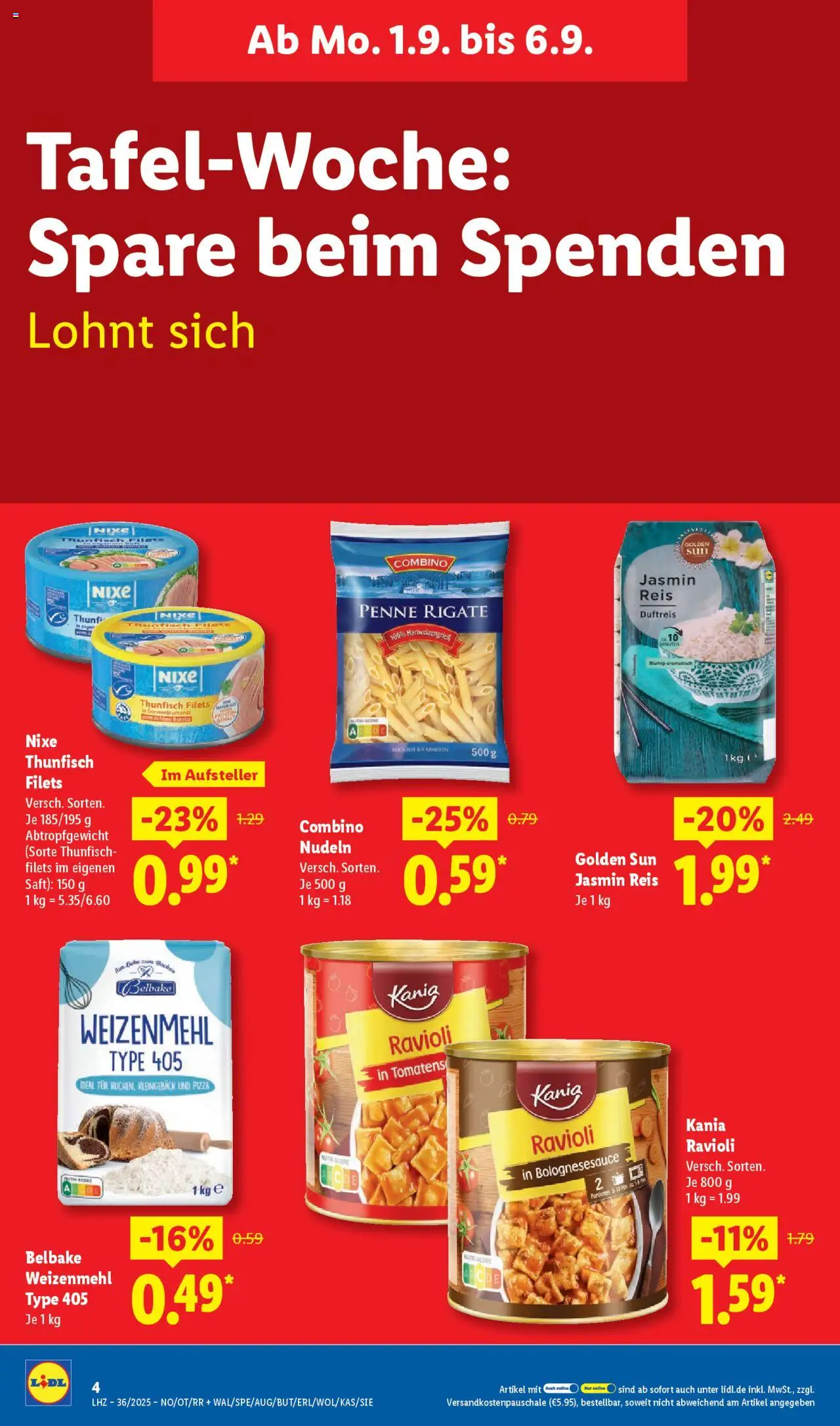 Lidl Prospekt Lüchow	 - gültig ab dem 01.09.2025 | Seite: 8 | Produkte: Weizenmehl, Pizza, Saft, Reis