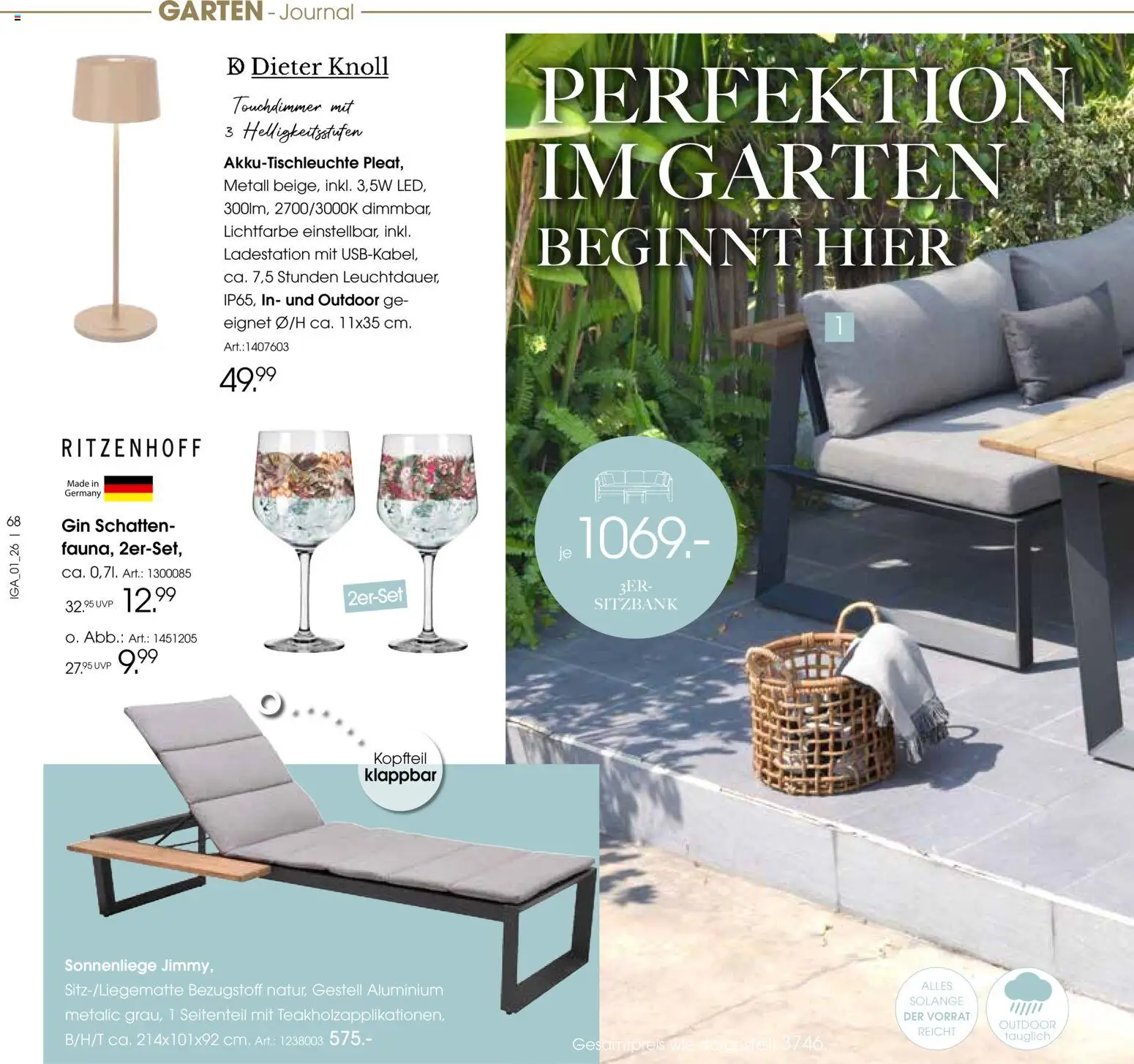 Zurbrüggen Sommer 2026 – gültig ab 19.03.2026 | Seite: 68 | Produkte: Sitzbank, Gin