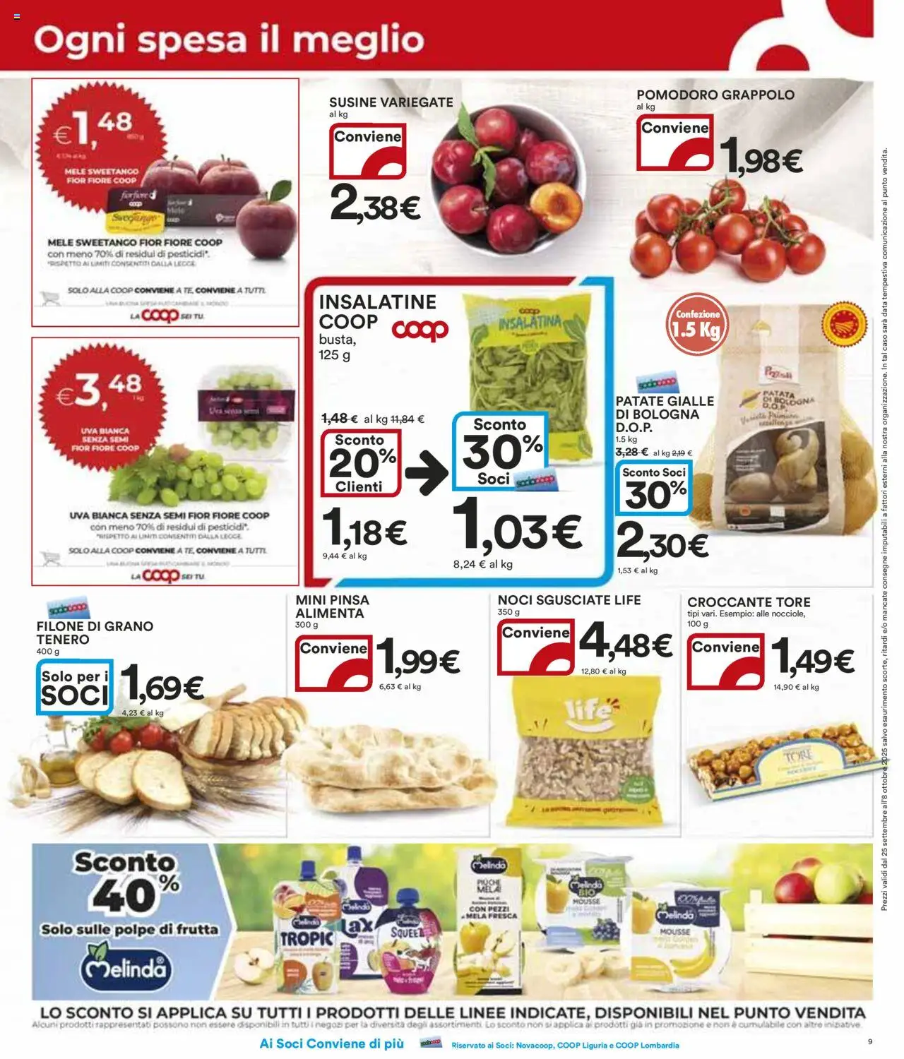 Volantino Ipercoop del 25.09.2025 | Pagina: 9 | Prodotti: Mele, Patate, Frutta, Pomodoro