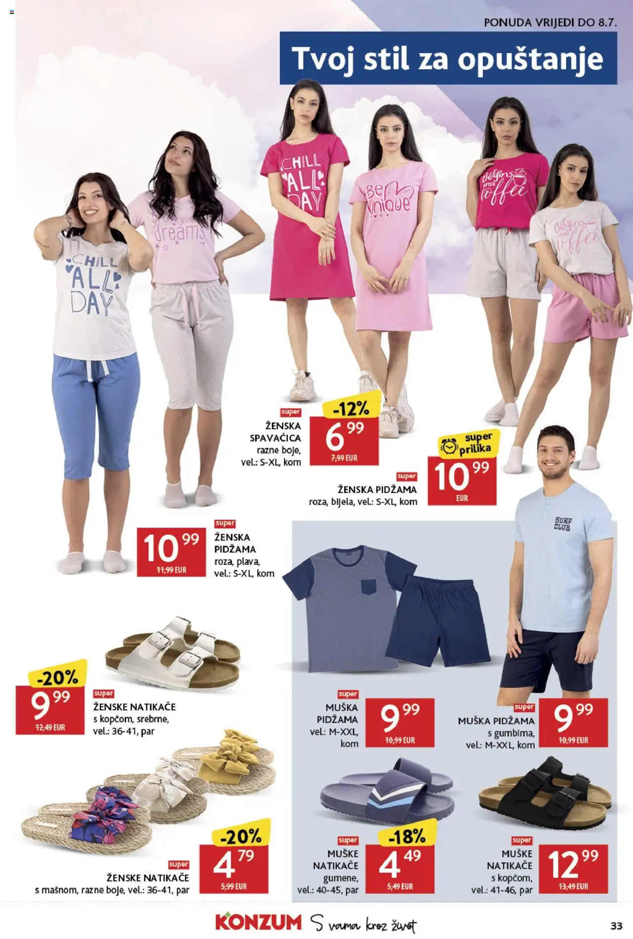 Konzum katalog | vrijedi od 25.06.2025 | Stranica: 33 | Proizvodi: Natikače, Pidžama