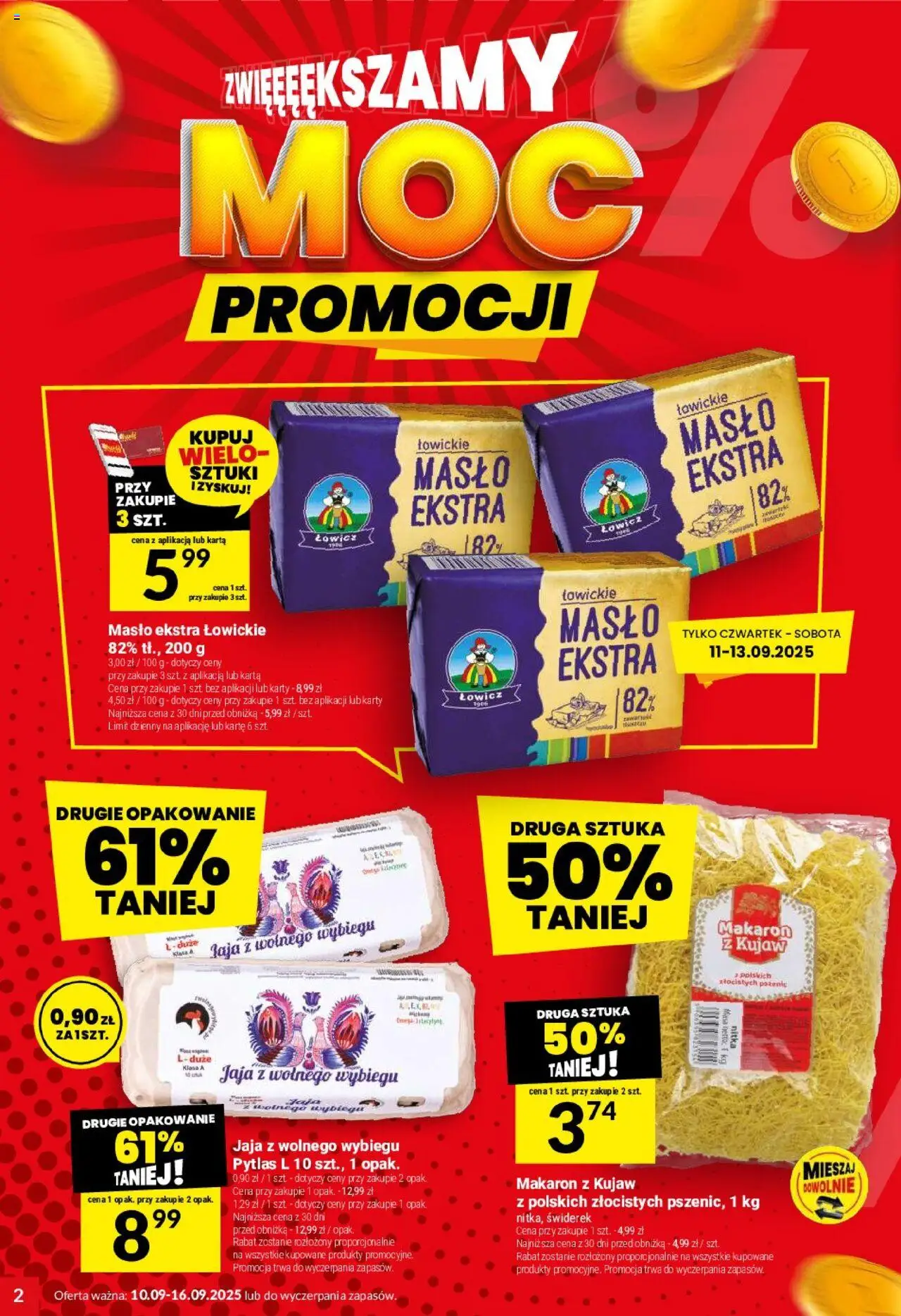 Twój Market Gazetka od 10.09.2025 | Strona: 2 | Produkty: Karta, Masło, Makaron, Jaja