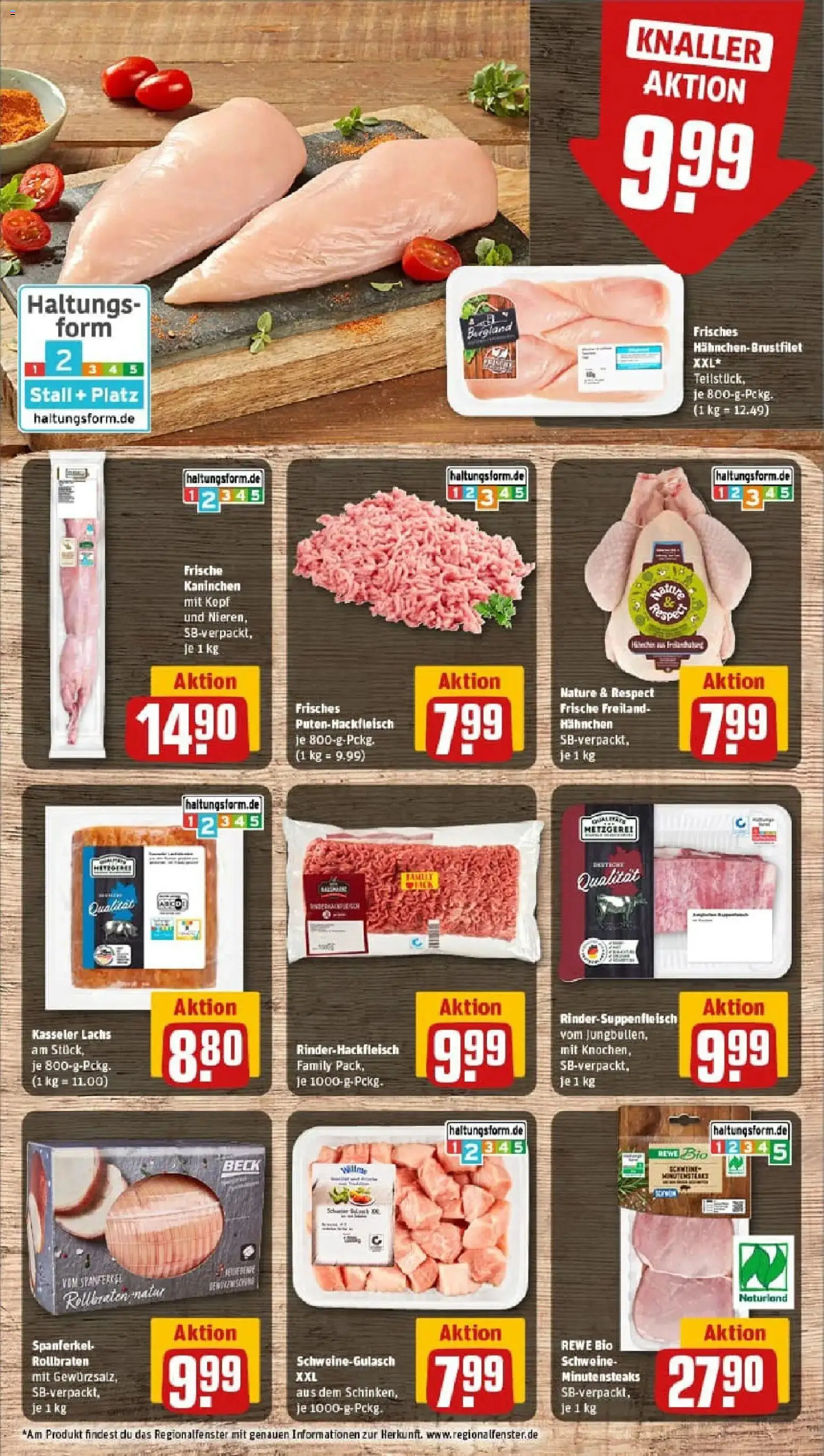 Rewe prospekt Wendeburg	 – gültig ab 26.01.2026 | Seite: 10 | Produkte: Schweinegulasch, Hahnchen, Kaninchen, Lachs