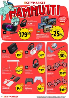 K-Citymarket-mainoslehti voimassa 16.03.2026 alkaen | Sivu: 10 | Tuotteet: Maastopyörä, Varavirtalähde, Vastamelukuulokkeet, Frisbee