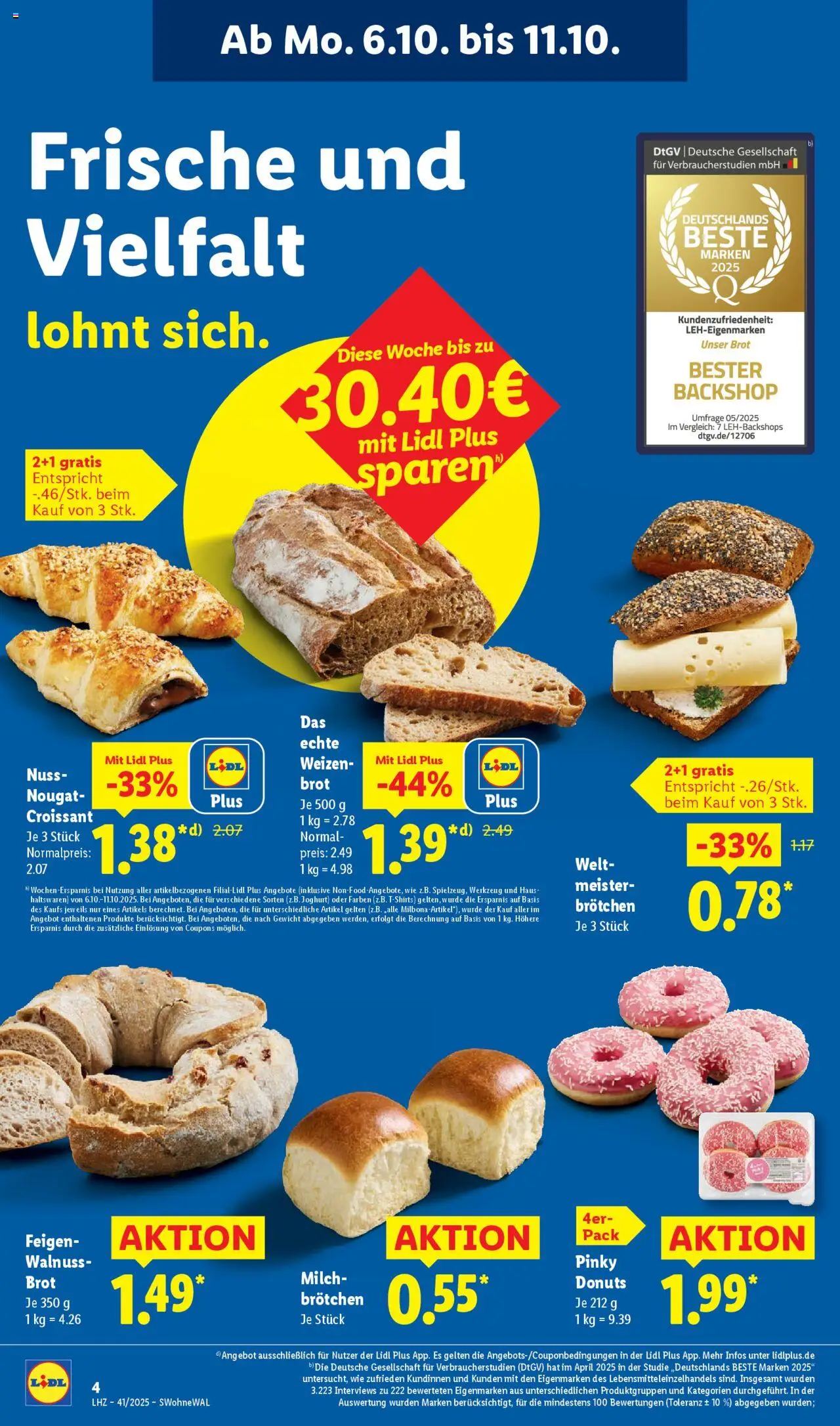 Lidl Prospekt Gundelsheim – gültig ab 06.10.2025 | Seite: 10 | Produkte: Milch, Joghurt, Croissant, Brot