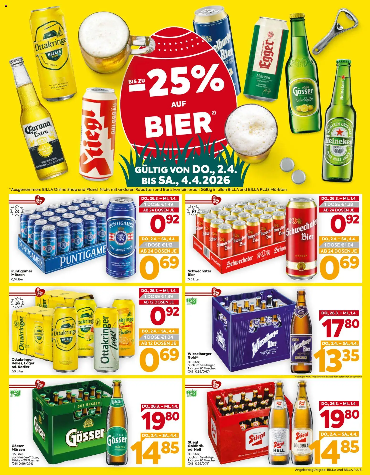 Billa AT akciós ujság - amely érvényes a következő dátumtól: 26.03.2026 | Oldal: 3 | Termékek: Radler, Heineken, Gösser
