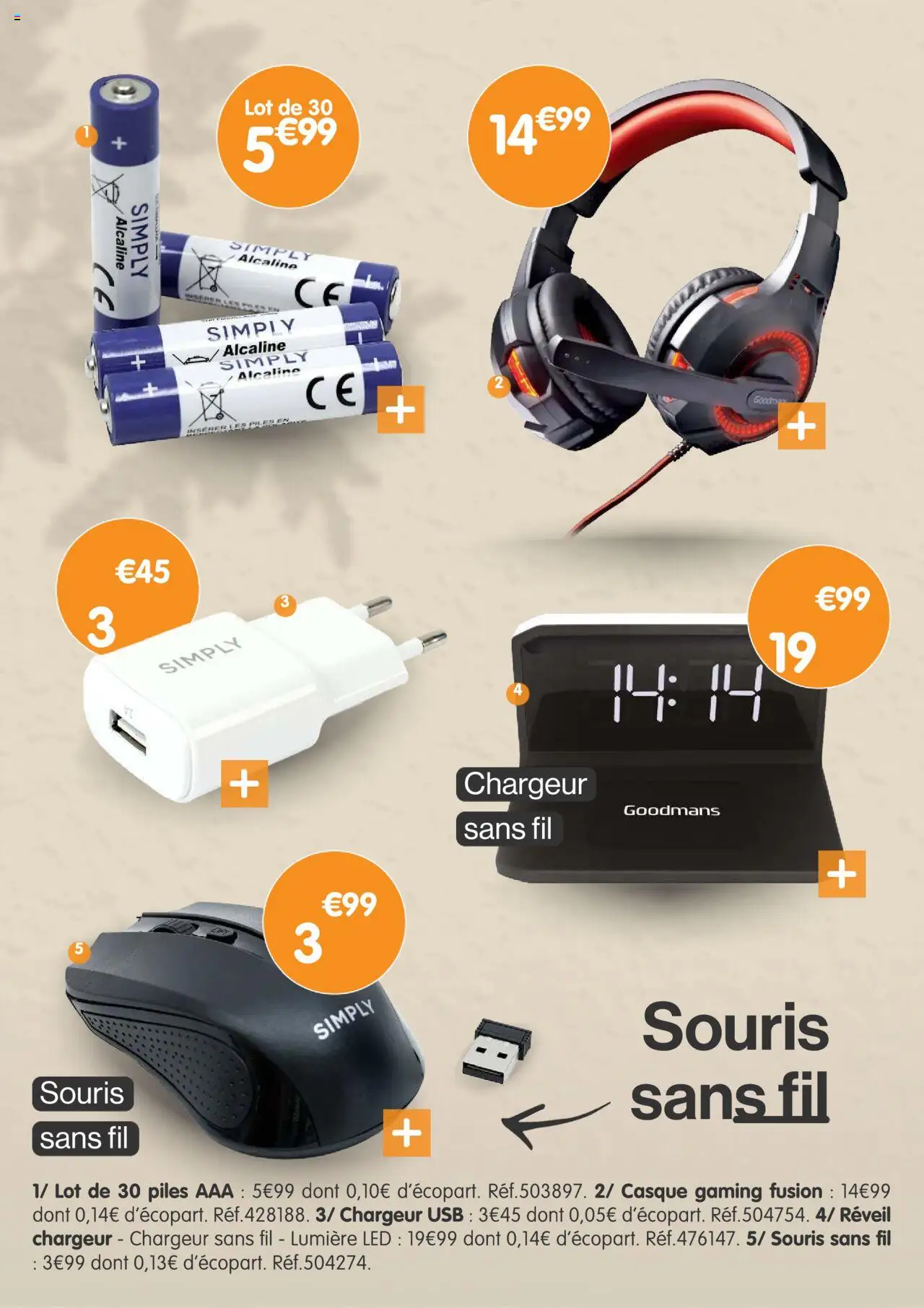  | Page: 18 | Produits: Souris, USB, Piles, Casque